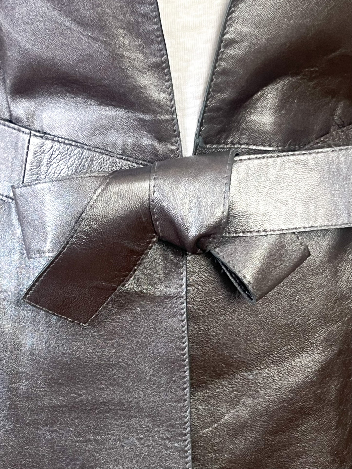 Veste Longue sans Manches - 100% Cuir d'Agneau Gris Argenté - Caroll T36/38