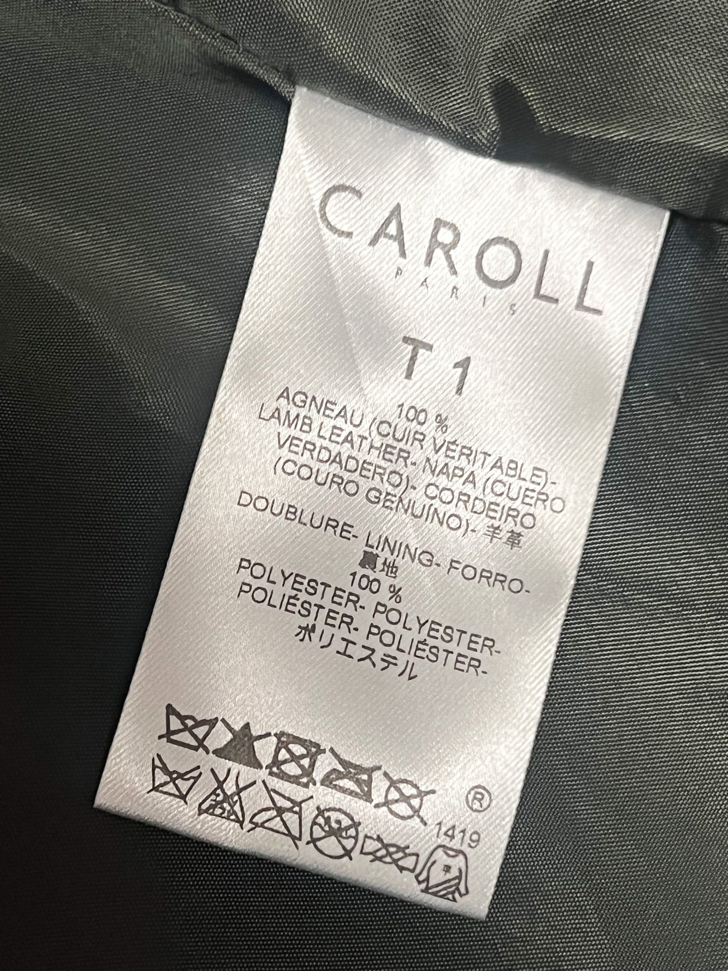 Veste Longue sans Manches - 100% Cuir d'Agneau Gris Argenté - Caroll T36/38