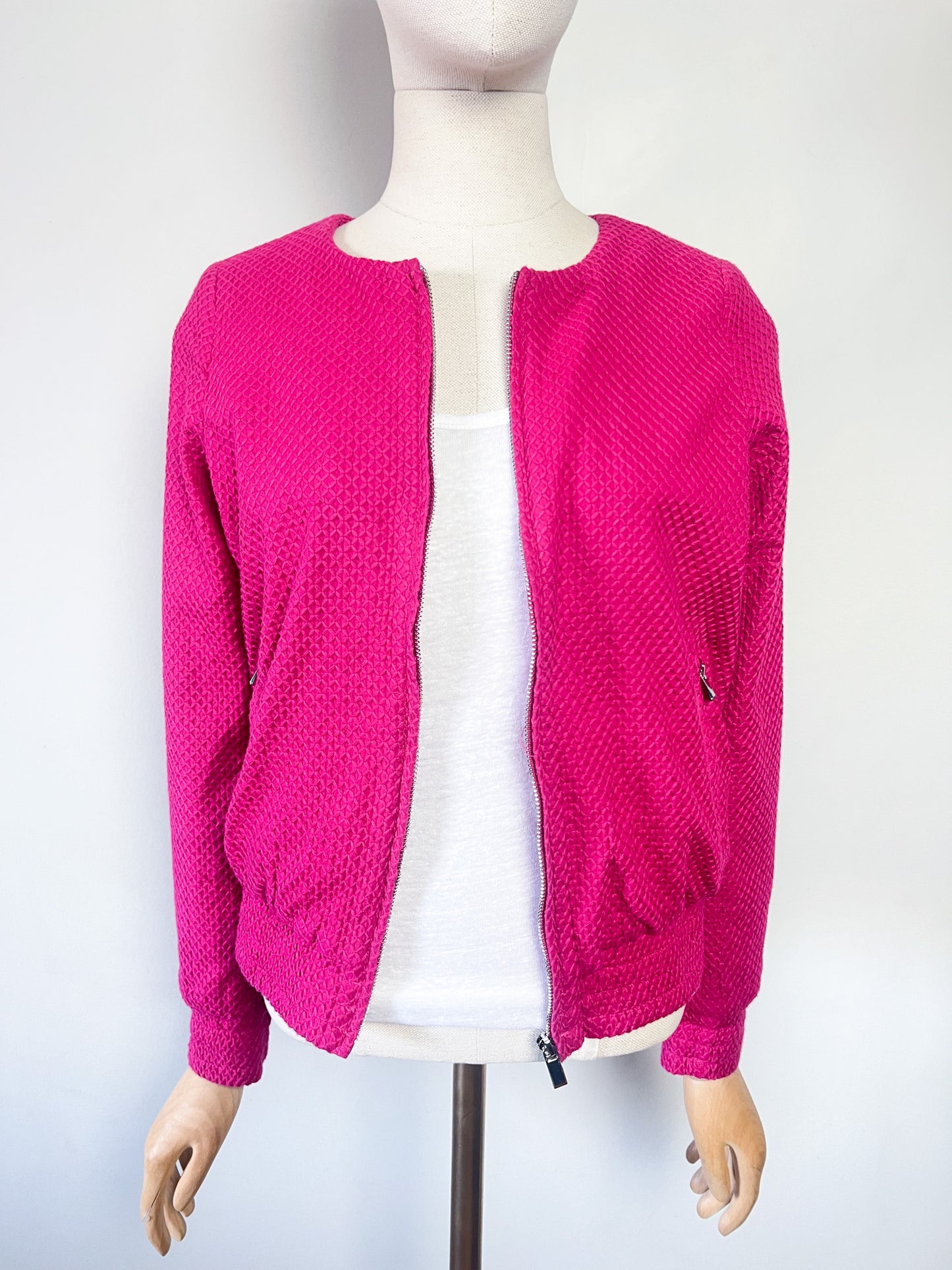 Blouson Léger Rose Fuchsia - Texture Relief Croisillons - Coton - Marie Sixtine T. S