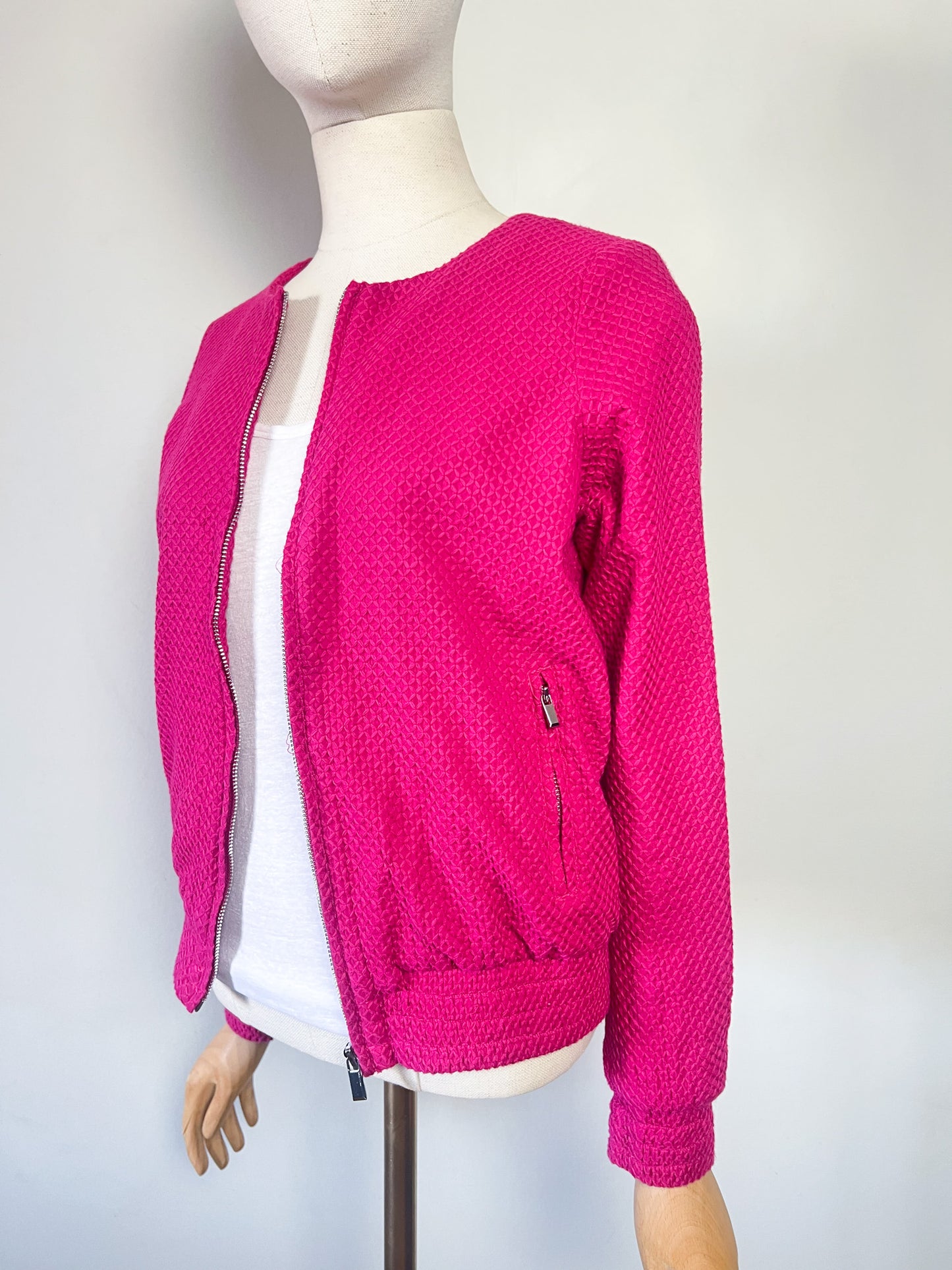Blouson Léger Rose Fuchsia - Texture Relief Croisillons - Coton - Marie Sixtine T. S