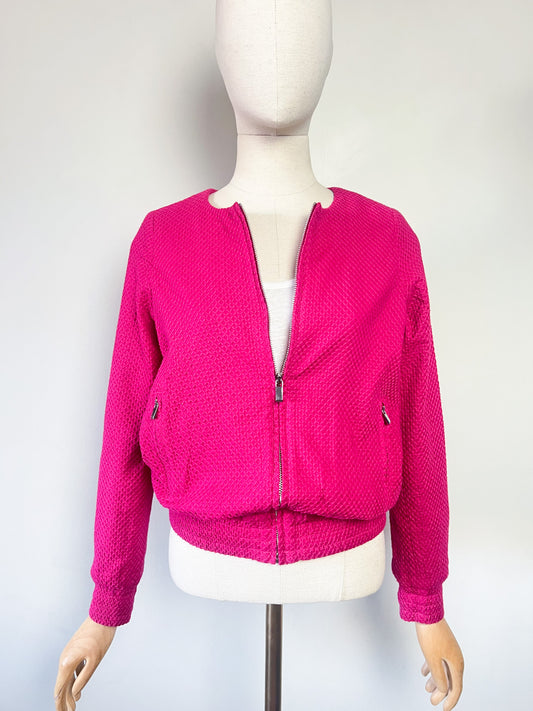 Blouson Léger Rose Fuchsia - Texture Relief Croisillons - Coton - Marie Sixtine T. S