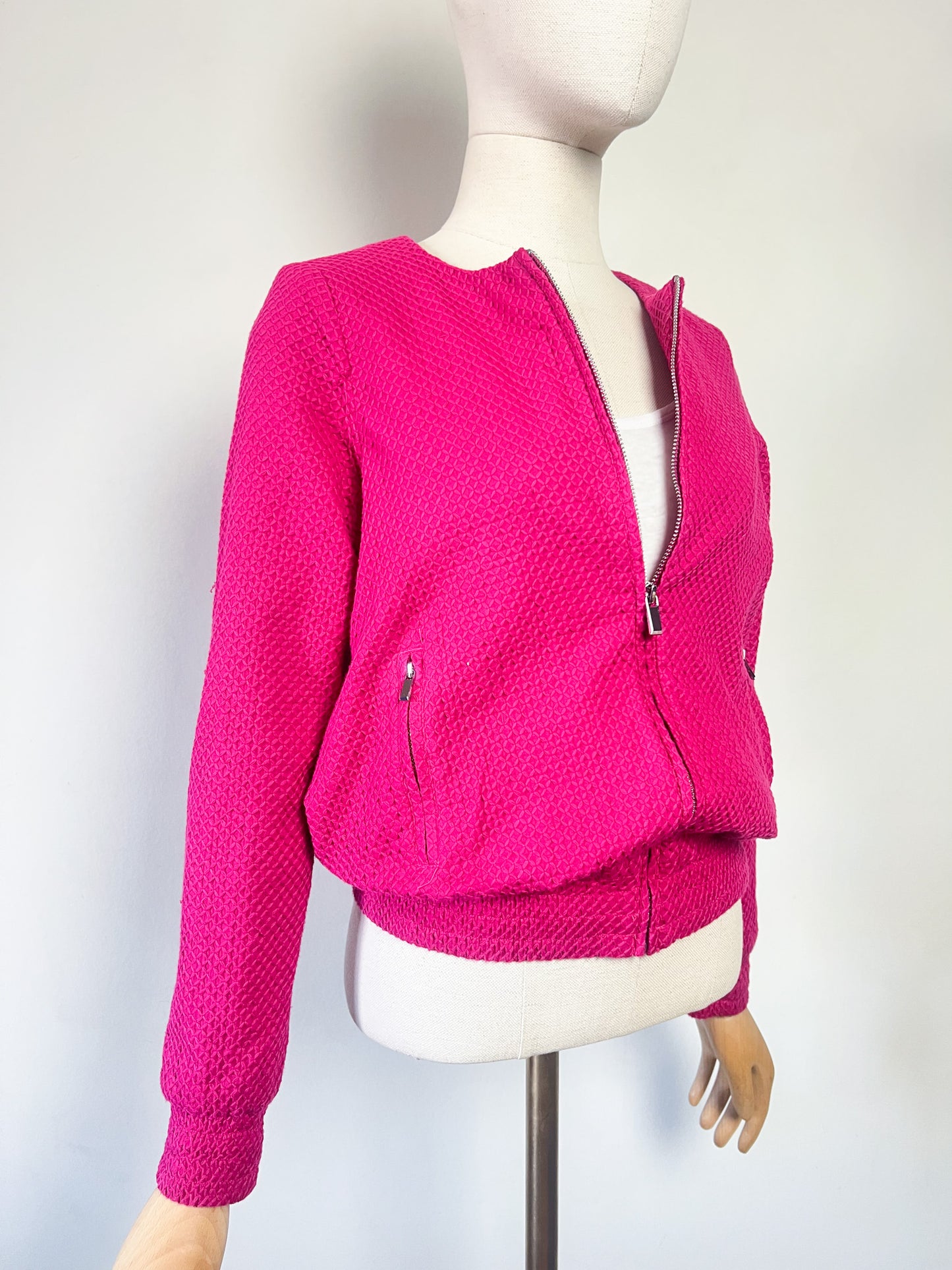 Blouson Léger Rose Fuchsia - Texture Relief Croisillons - Coton - Marie Sixtine T. S