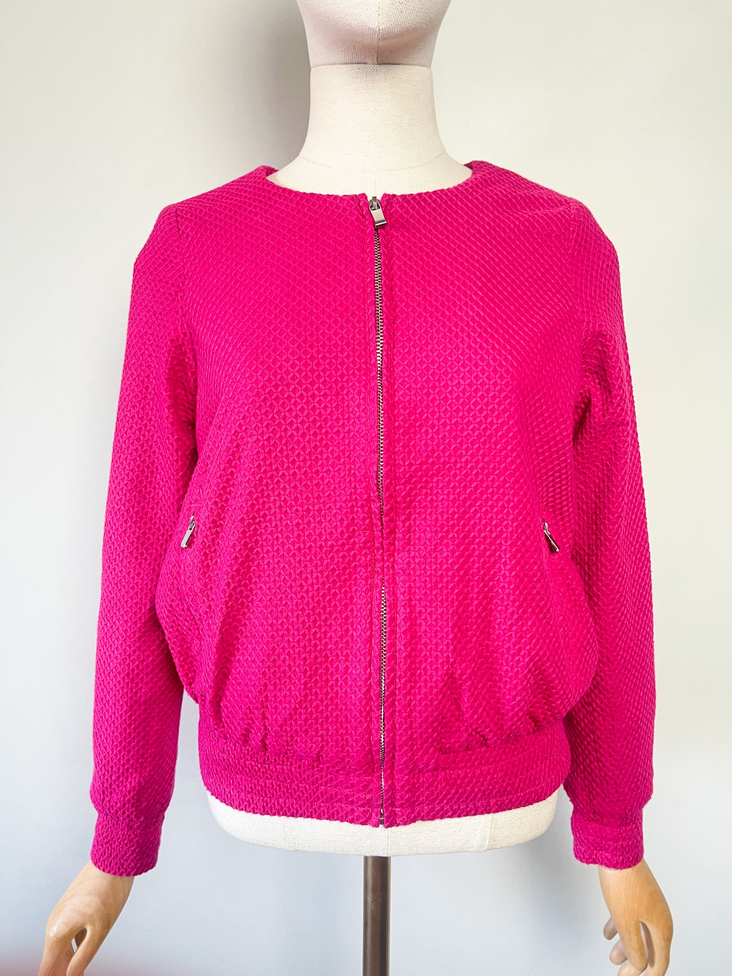 Blouson Léger Rose Fuchsia - Texture Relief Croisillons - Coton - Marie Sixtine T. S