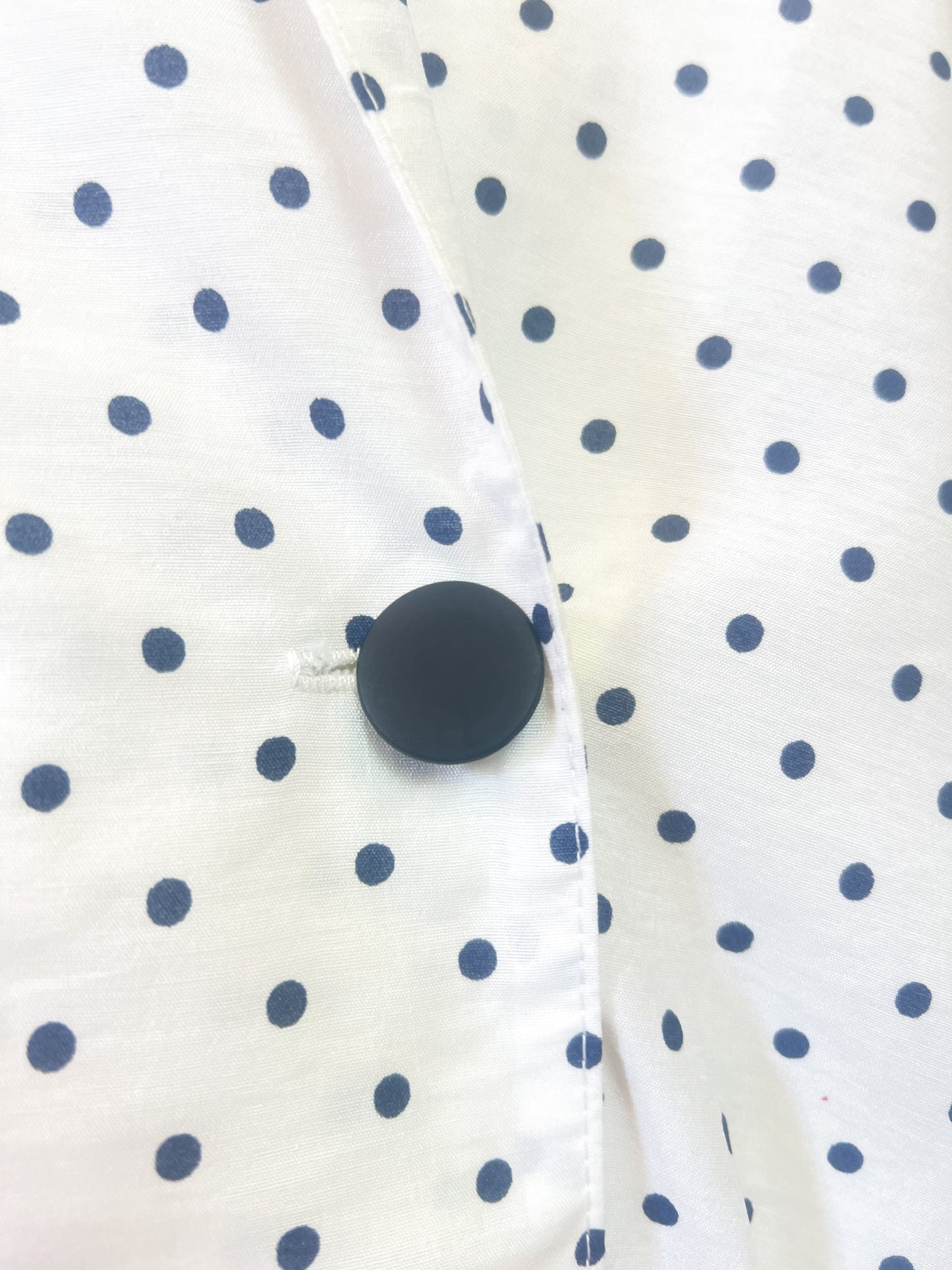 Veste Blazer Vintage Années 90 à Pois - Blanche & Marine - Made in France - T. 38/40