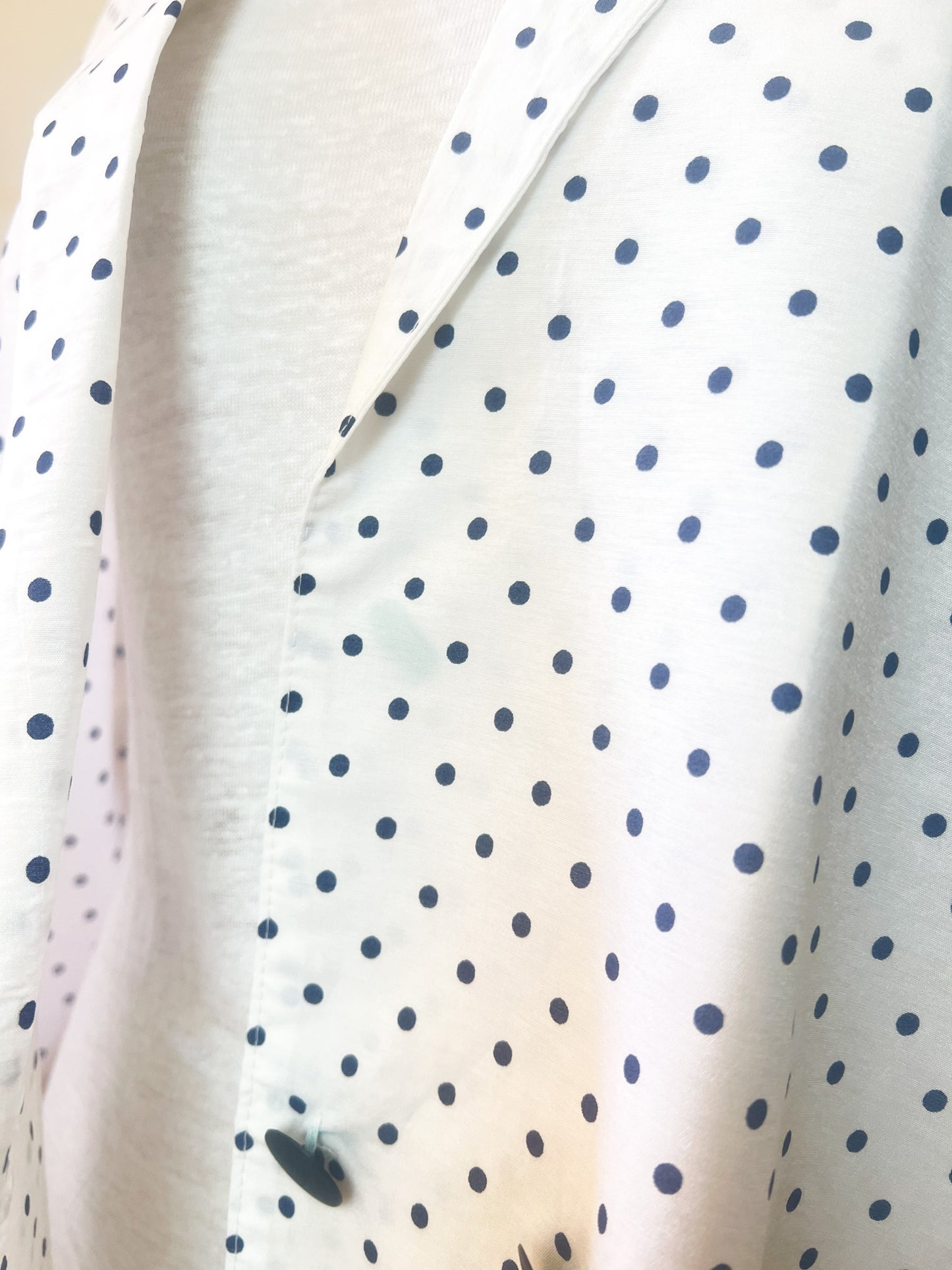 Veste Blazer Vintage Années 90 à Pois - Blanche & Marine - Made in France - T. 38/40