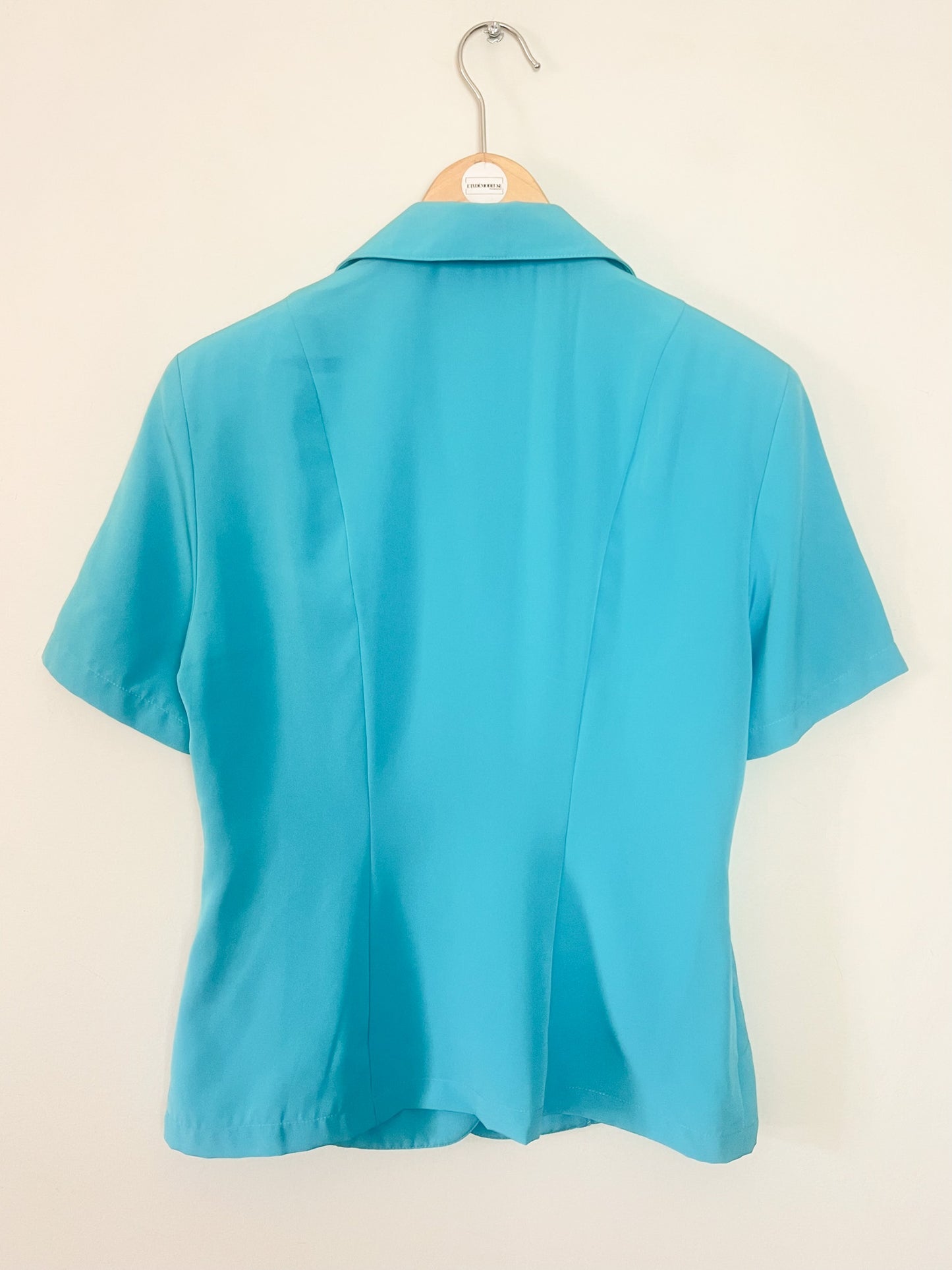 Veste-Chemisier Vintage Années 90 - Bleu Turquoise - Coupe Cintrée - Katell B. T. 38
