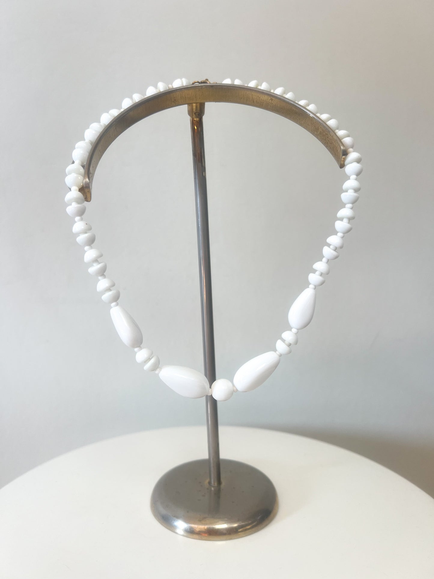 Collier Vintage Années 80 - Perles Blanches - Ras-de-cou