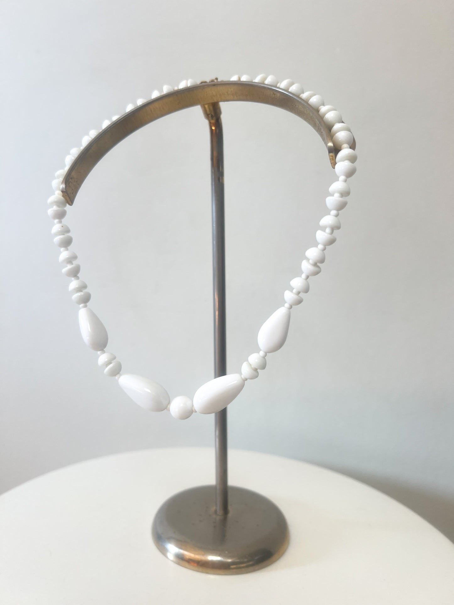 Collier Vintage Années 80 - Perles Blanches - Ras-de-cou