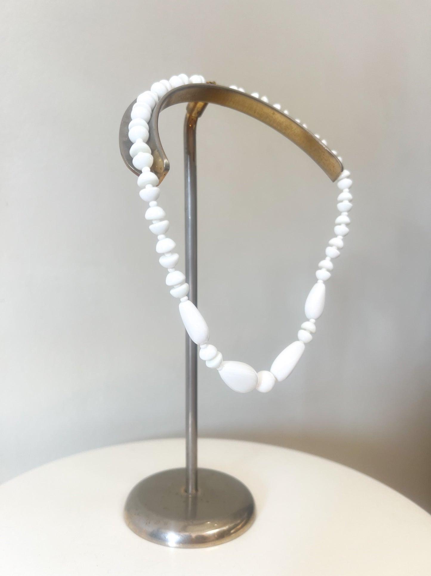 Collier Vintage Années 80 - Perles Blanches - Ras-de-cou