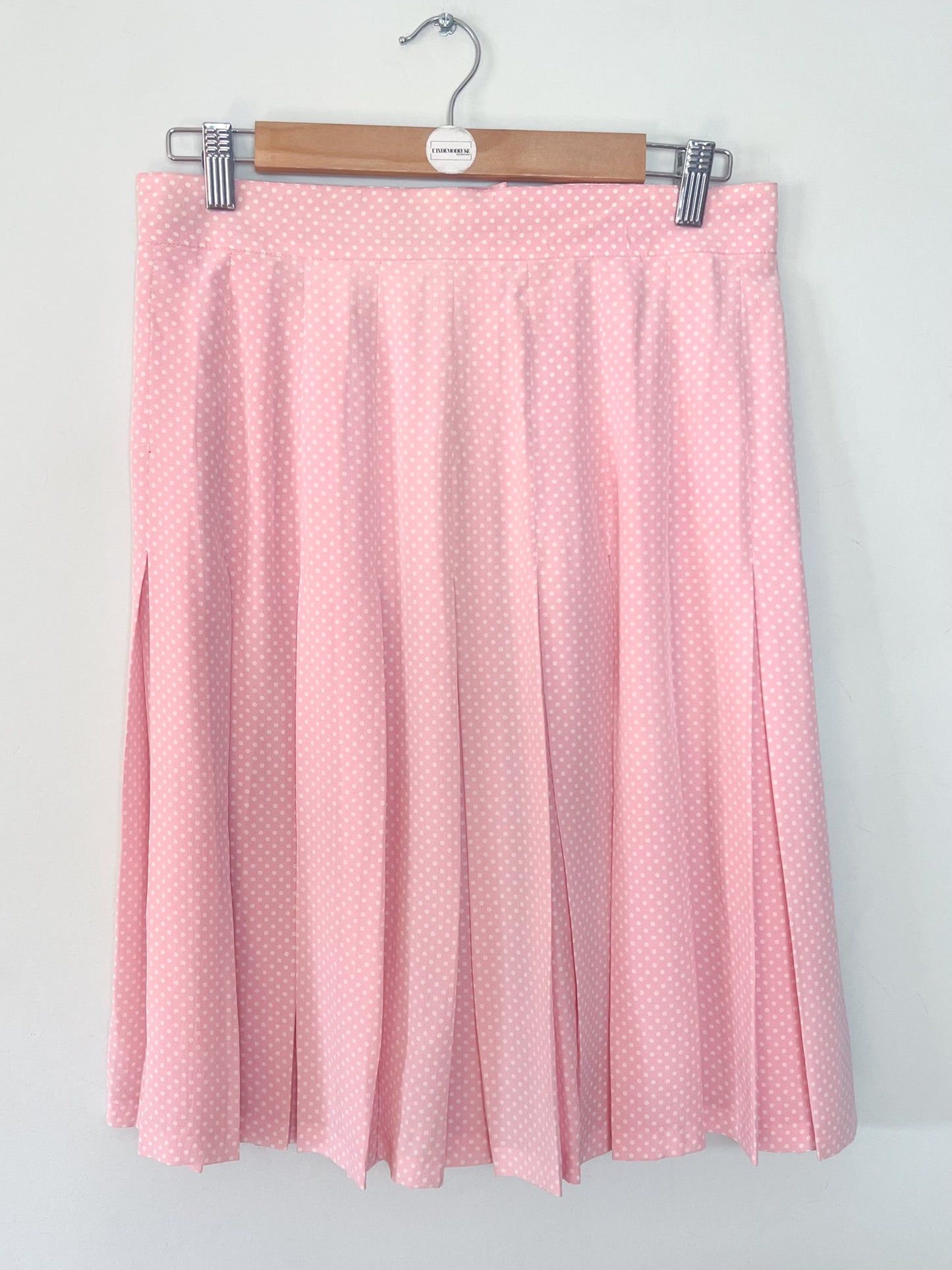 Jupe Pois Vintage Années 80 - Rose à Pois Blancs - Soie - Georges Rech - T. 40/42