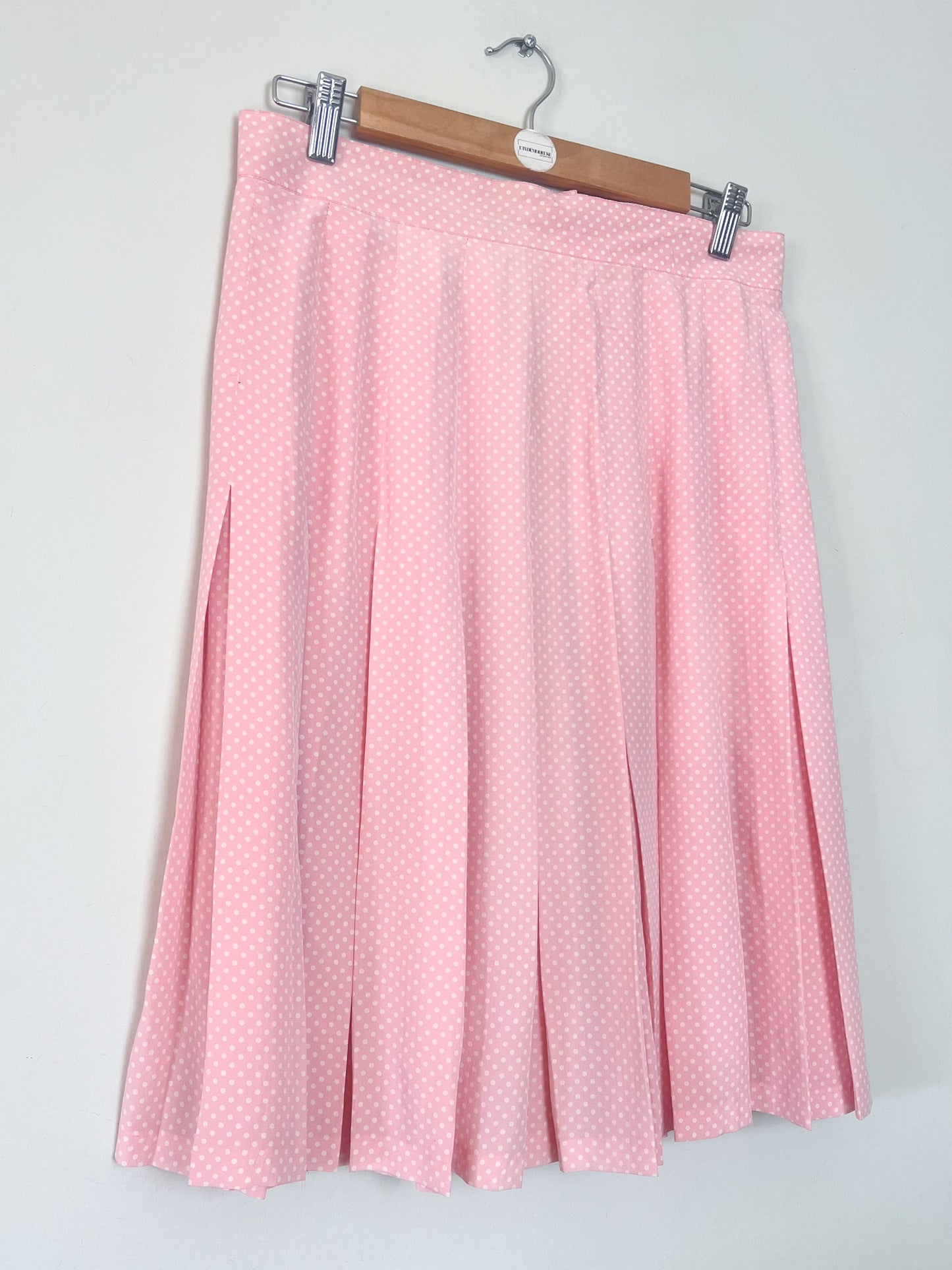 Jupe Pois Vintage Années 80 - Rose à Pois Blancs - Soie - Georges Rech - T. 40/42