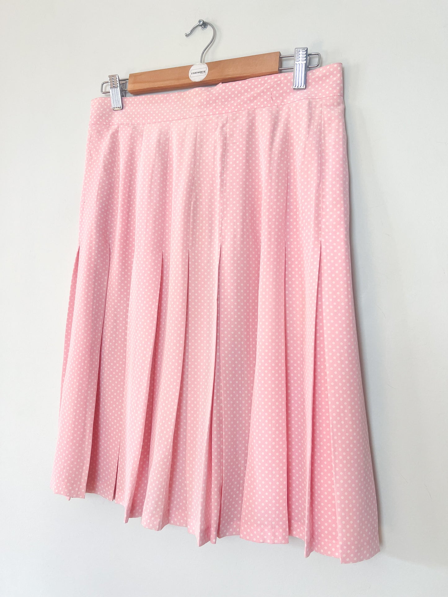 Jupe Pois Vintage Années 80 - Rose à Pois Blancs - Soie - Georges Rech - T. 40/42