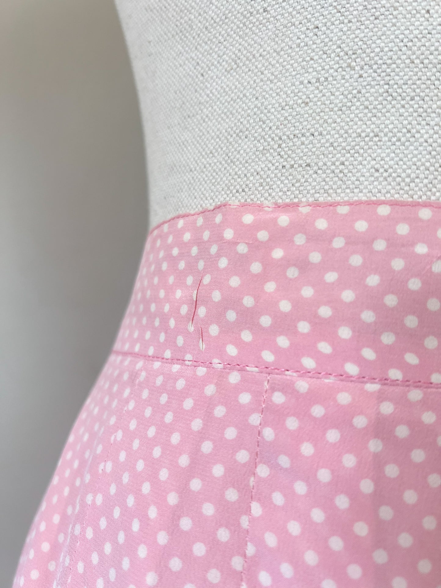 Jupe Pois Vintage Années 80 - Rose à Pois Blancs - Soie - Georges Rech - T. 40/42