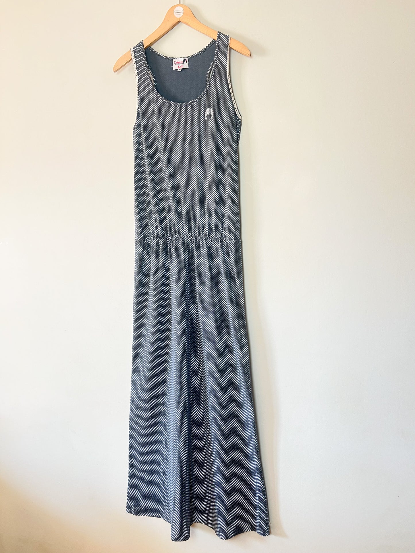 Robe Maxi - Gris à Pois Blancs - 100% Coton - Dolores Promesas T 36/38