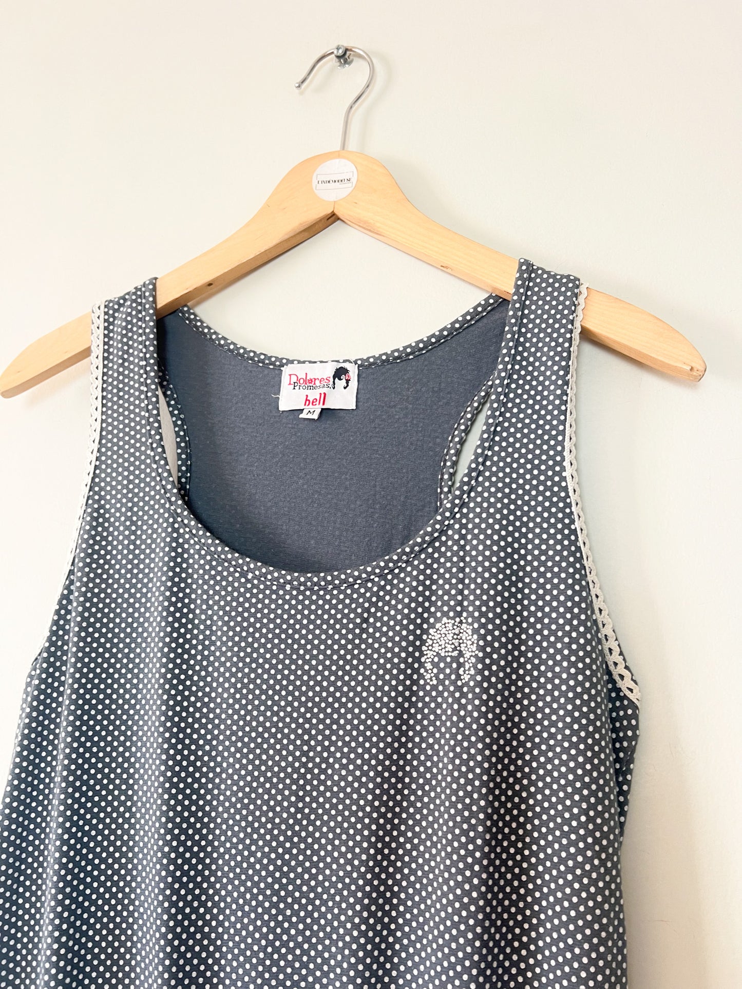 Robe Maxi - Gris à Pois Blancs - 100% Coton - Dolores Promesas T 36/38