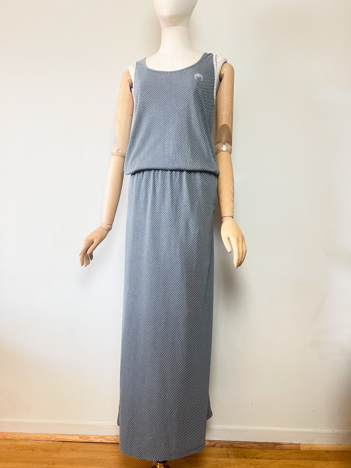 Robe Maxi - Gris à Pois Blancs - 100% Coton - Dolores Promesas T 36/38