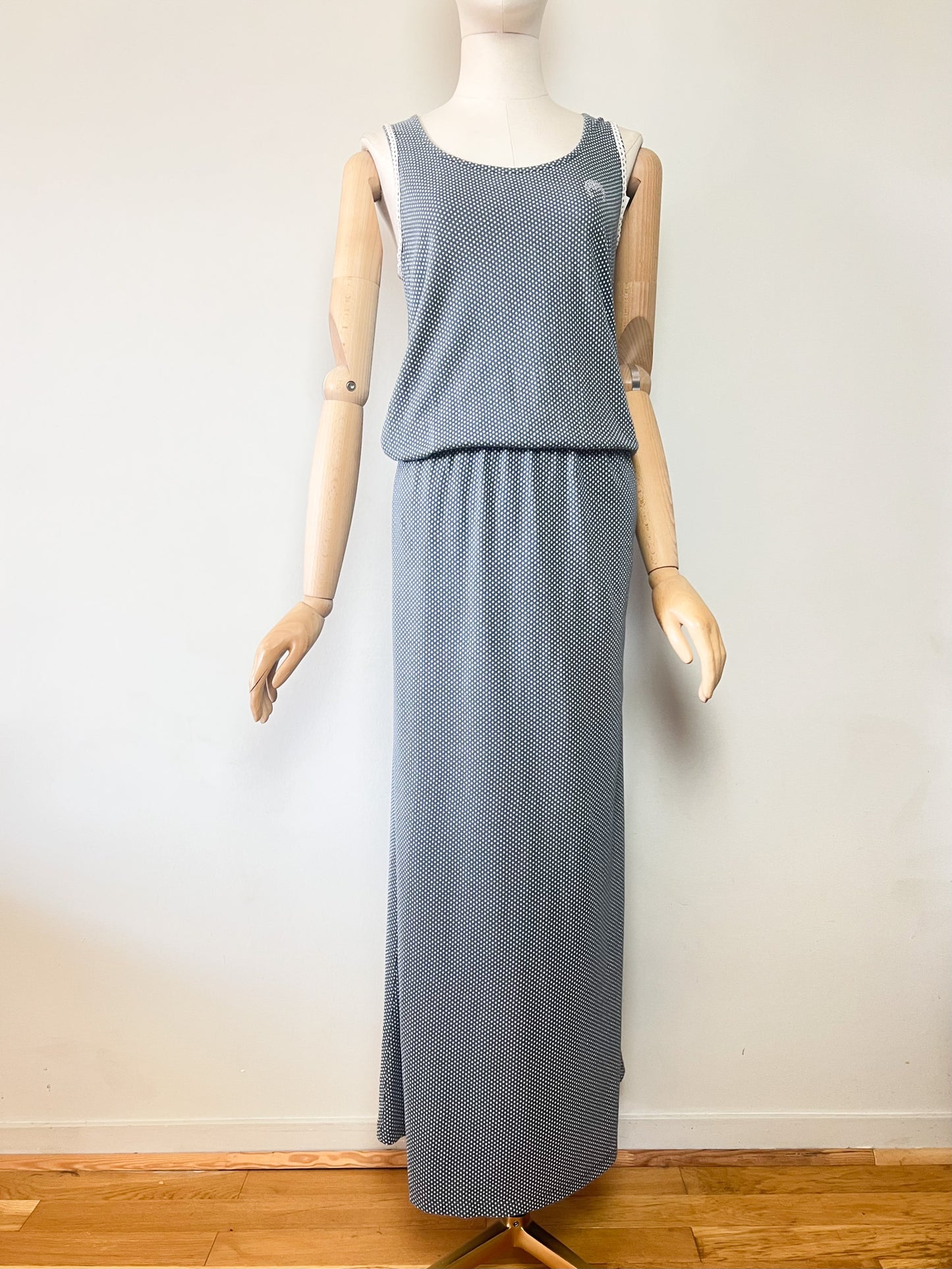 Robe Maxi - Gris à Pois Blancs - 100% Coton - Dolores Promesas T 36/38