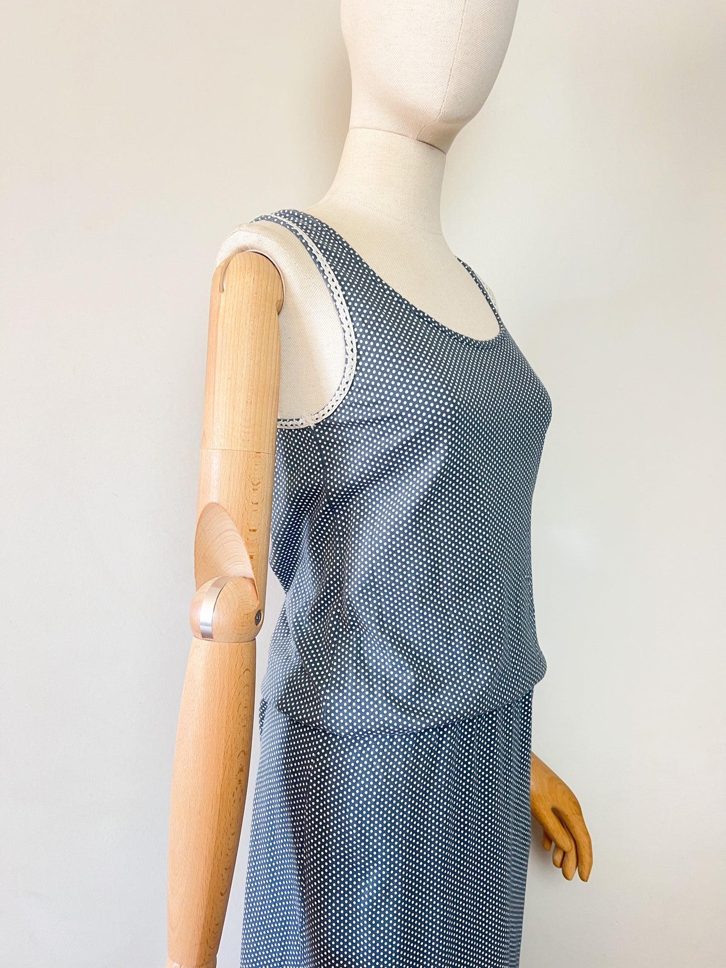 Robe Maxi - Gris à Pois Blancs - 100% Coton - Dolores Promesas T 36/38