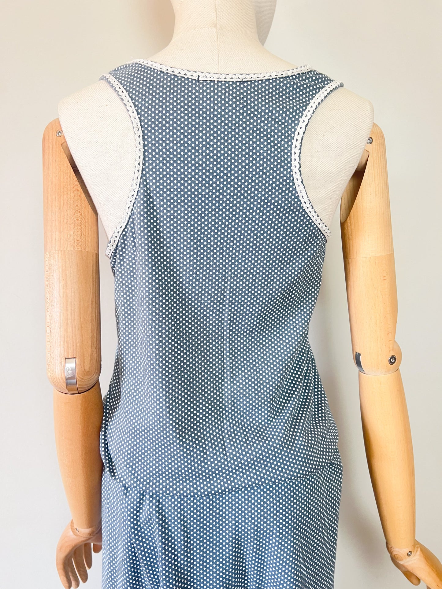 Robe Maxi - Gris à Pois Blancs - 100% Coton - Dolores Promesas T 36/38