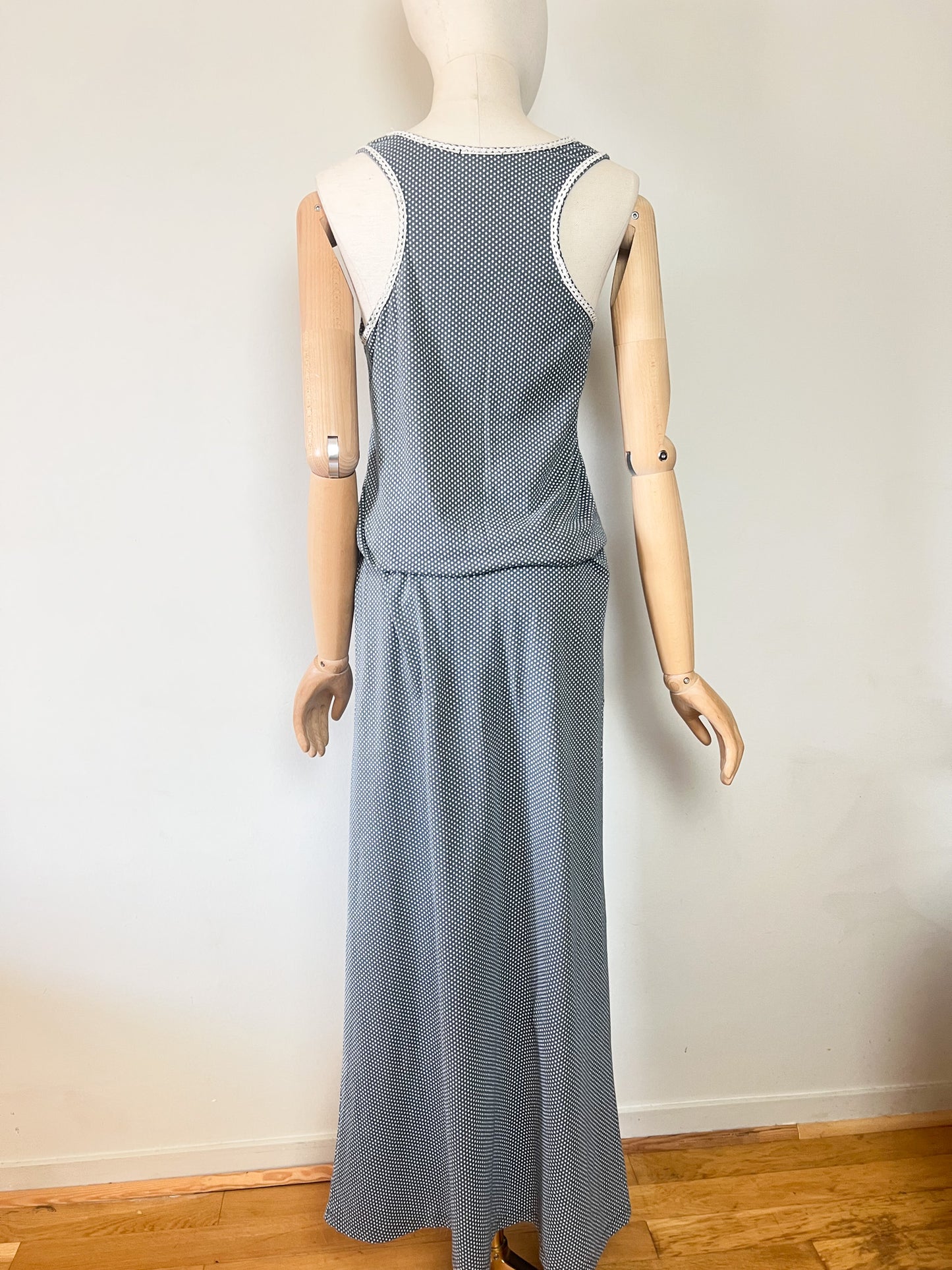 Robe Maxi - Gris à Pois Blancs - 100% Coton - Dolores Promesas T 36/38