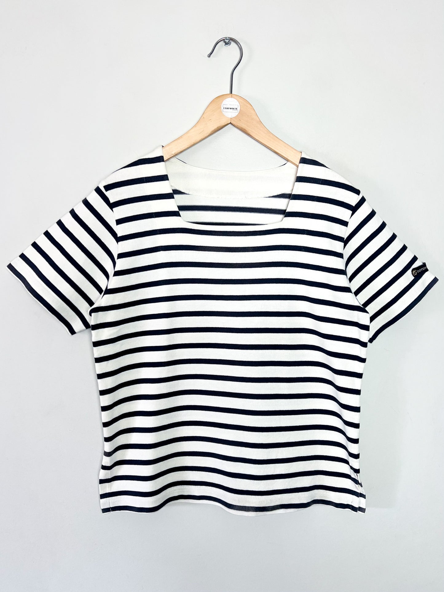 T-shirt Marinière Manches courtes Col Carré - 100% Coton - Made in France - T. 38/40