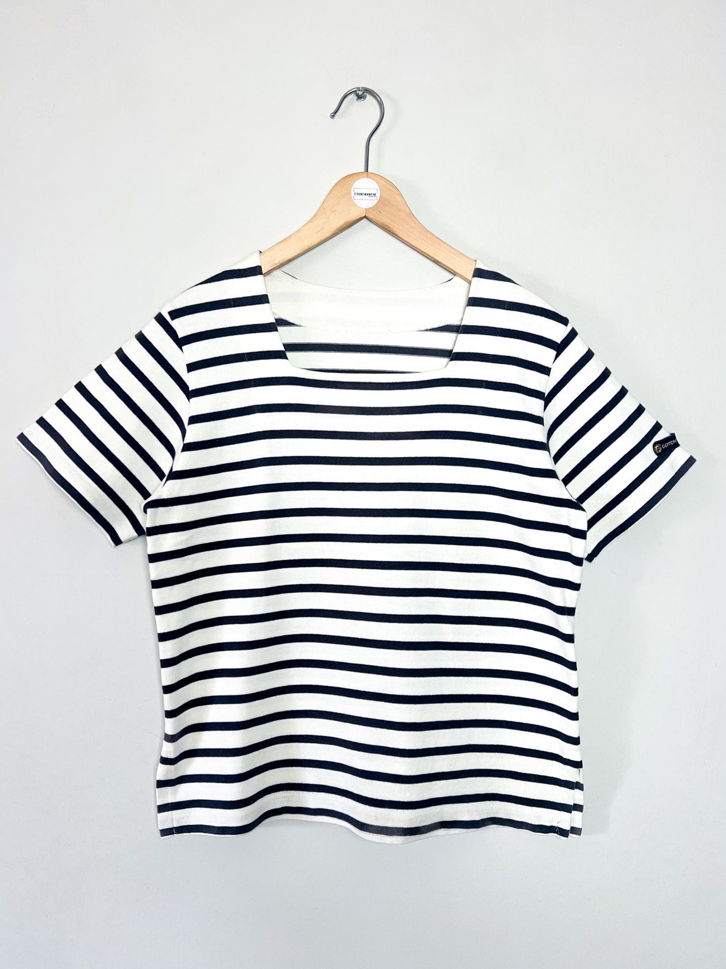 T-shirt Marinière Manches courtes Col Carré - 100% Coton - Made in France - T. 38/40