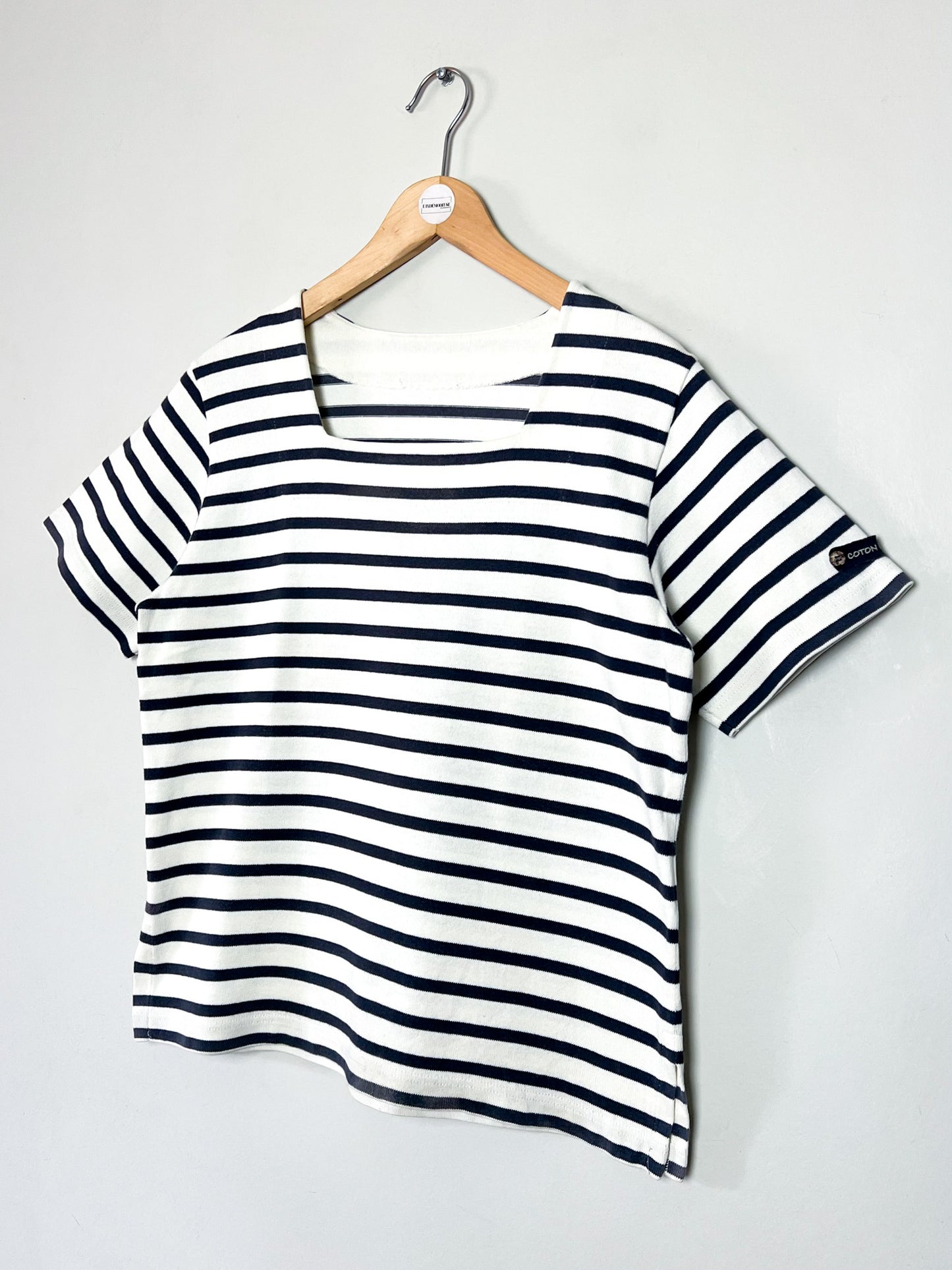 T-shirt Marinière Manches courtes Col Carré - 100% Coton - Made in France - T. 38/40