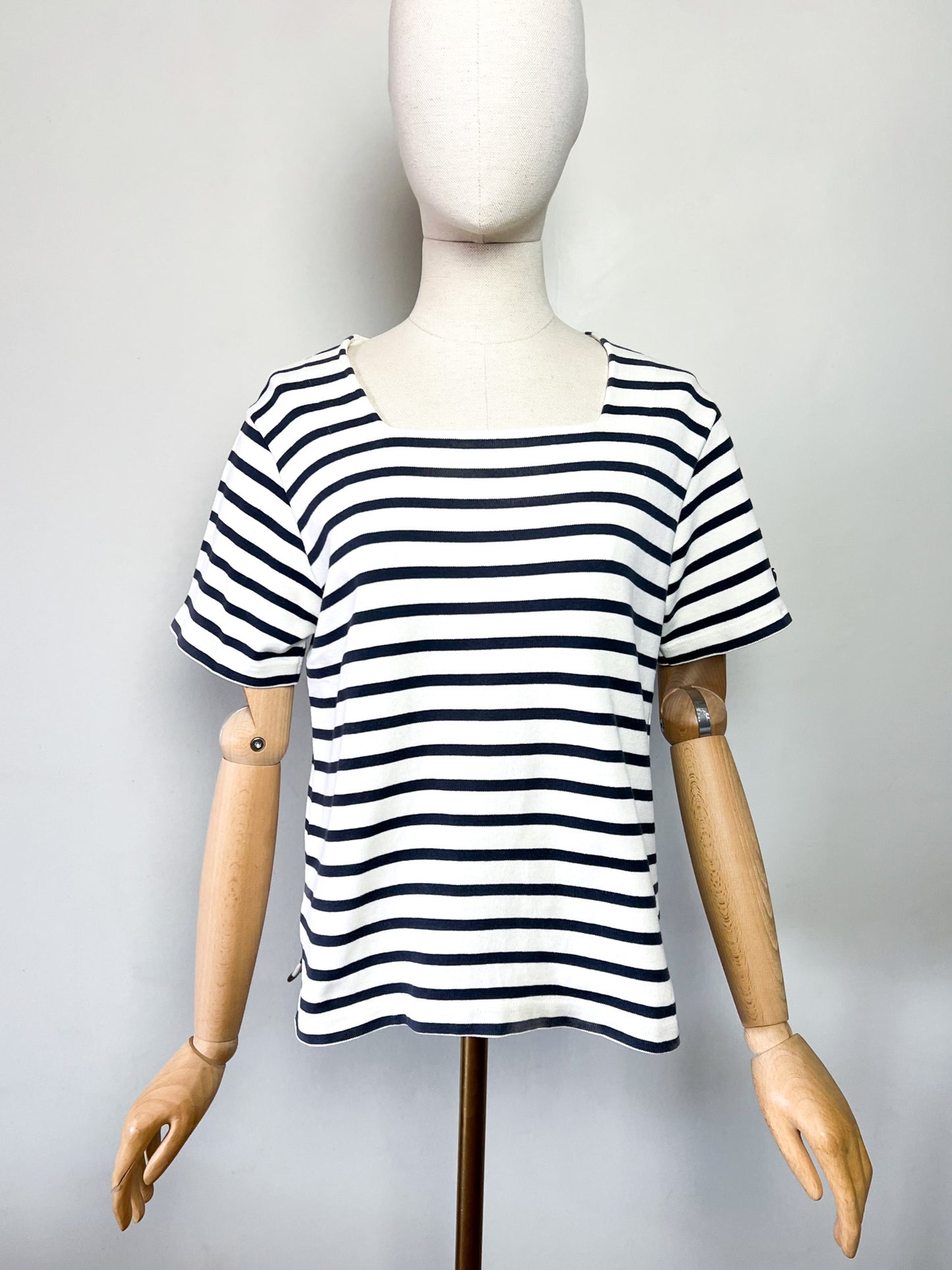 T-shirt Marinière Manches courtes Col Carré - 100% Coton - Made in France - T. 38/40