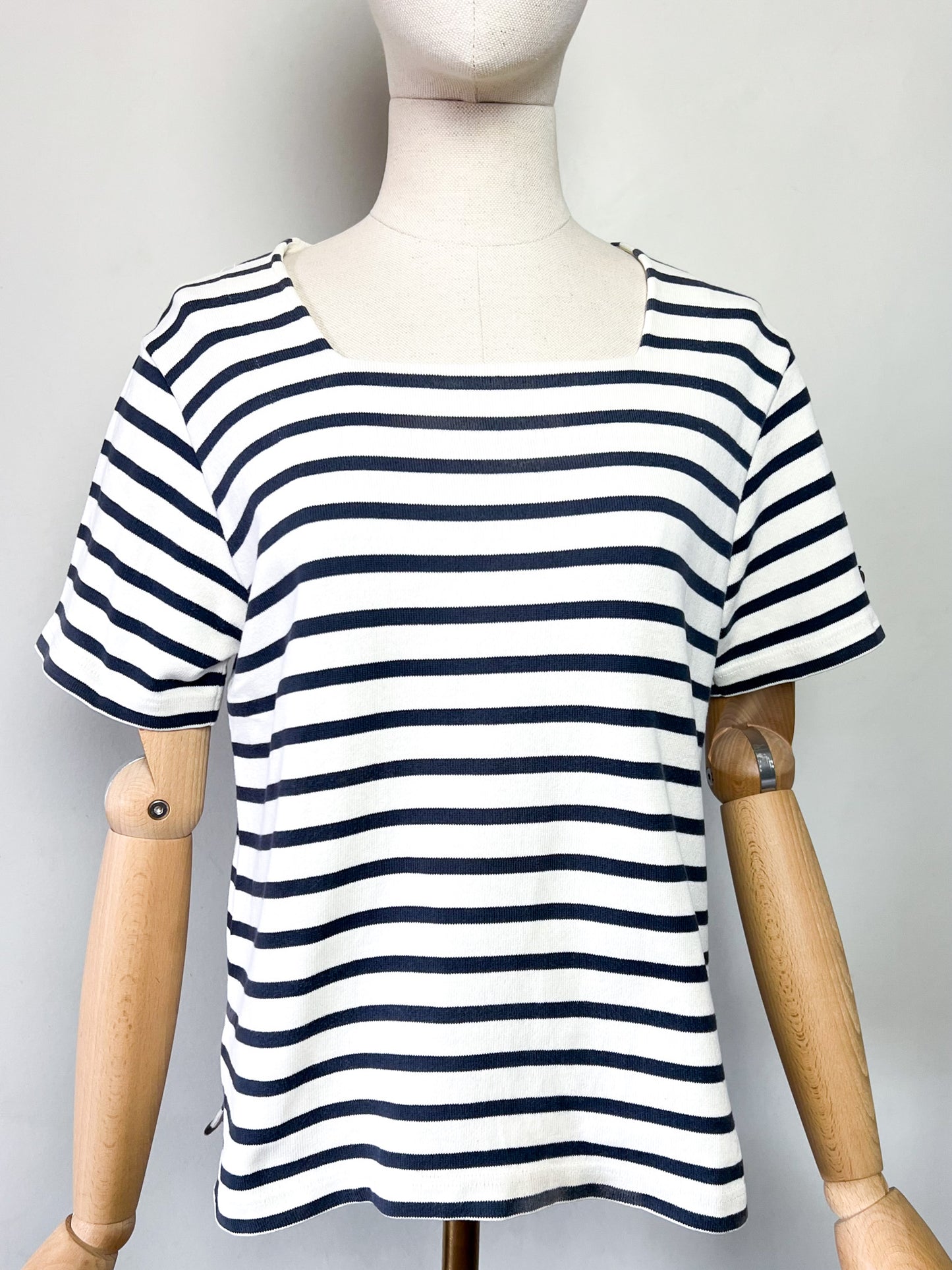 T-shirt Marinière Manches courtes Col Carré - 100% Coton - Made in France - T. 38/40