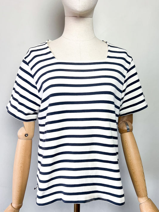 T-shirt Marinière Manches courtes Col Carré - 100% Coton - Made in France - T. 38/40