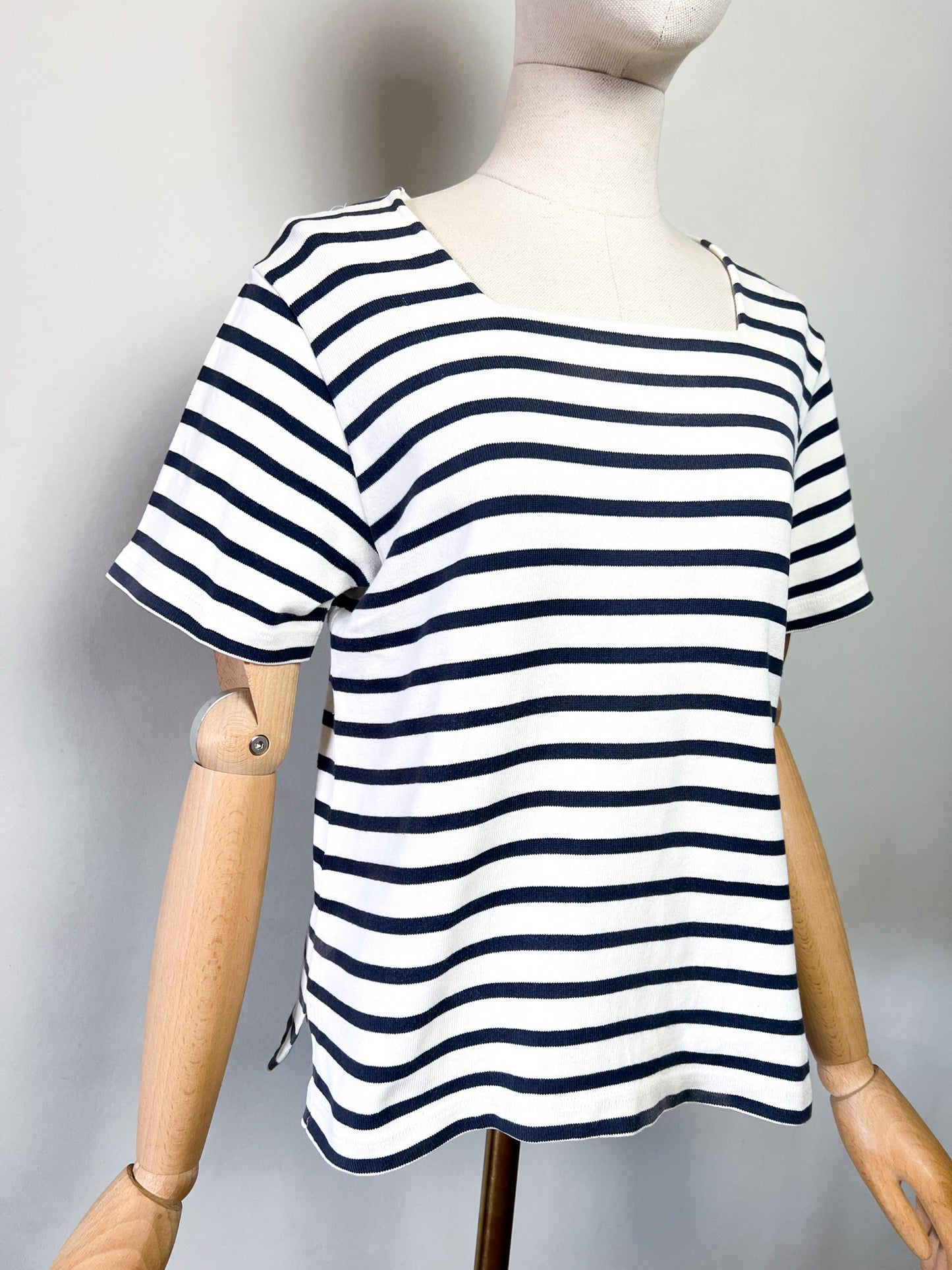 T-shirt Marinière Manches courtes Col Carré - 100% Coton - Made in France - T. 38/40