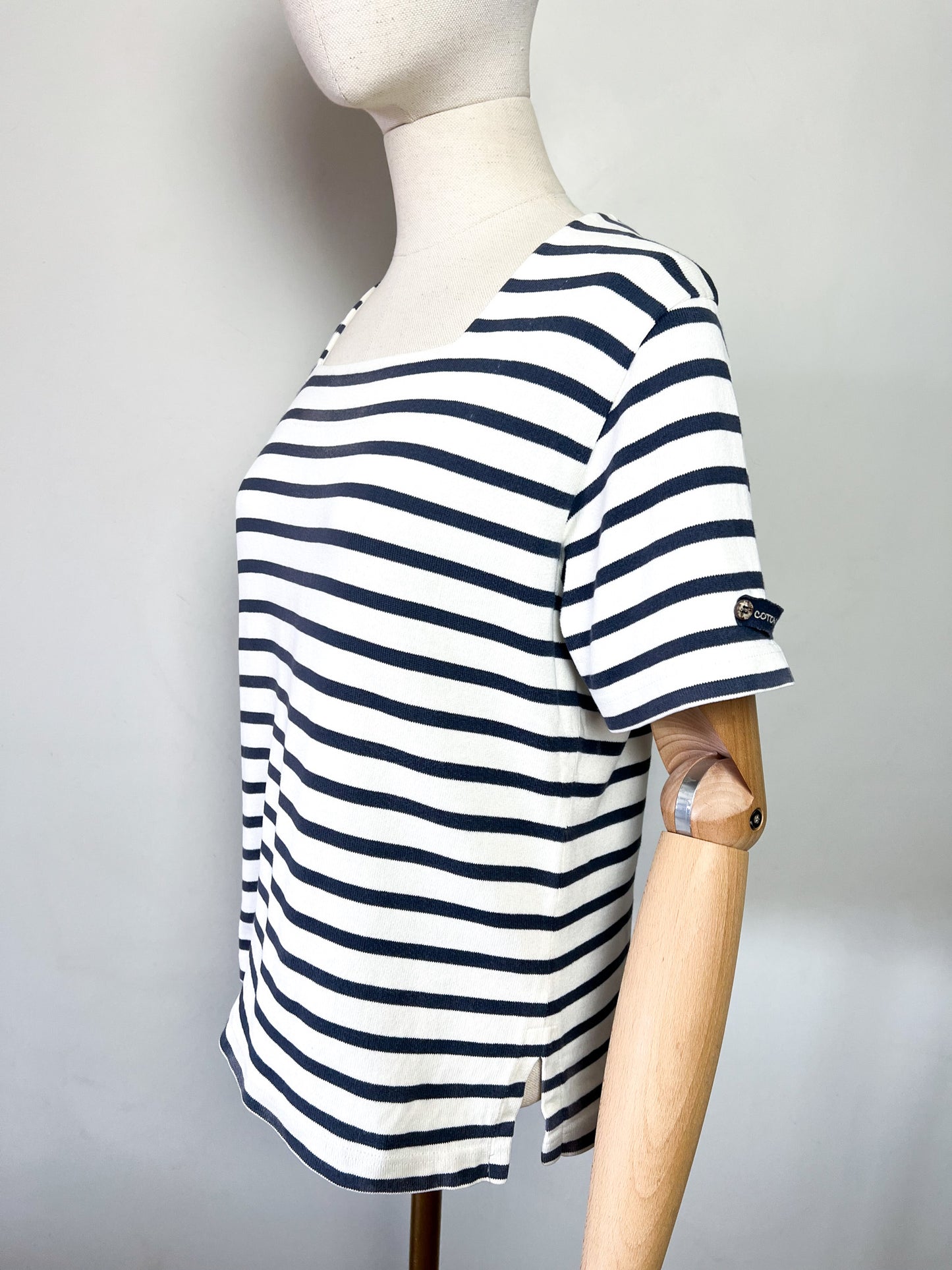 T-shirt Marinière Manches courtes Col Carré - 100% Coton - Made in France - T. 38/40