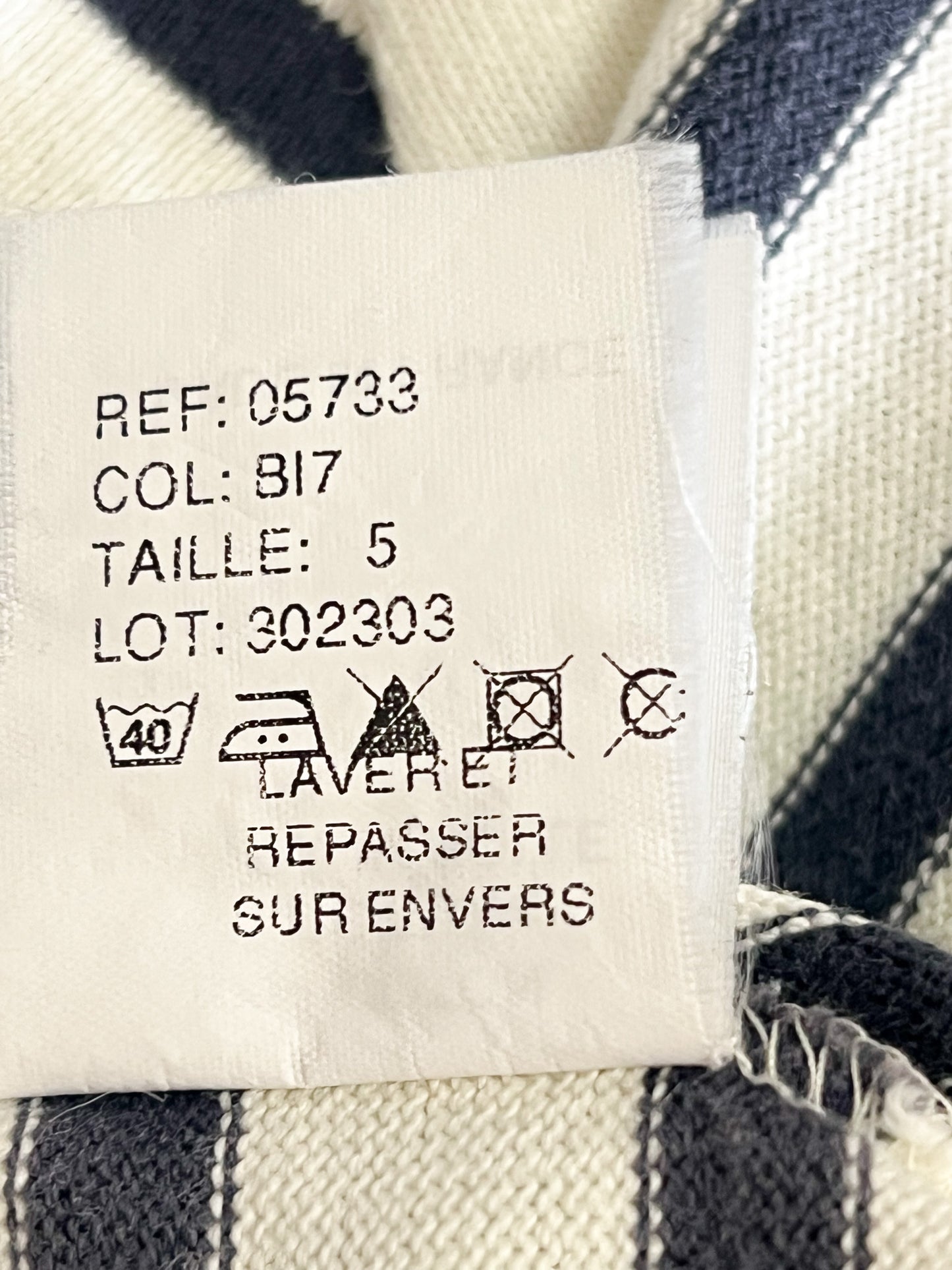 T-shirt Marinière Manches courtes Col Carré - 100% Coton - Made in France - T. 38/40