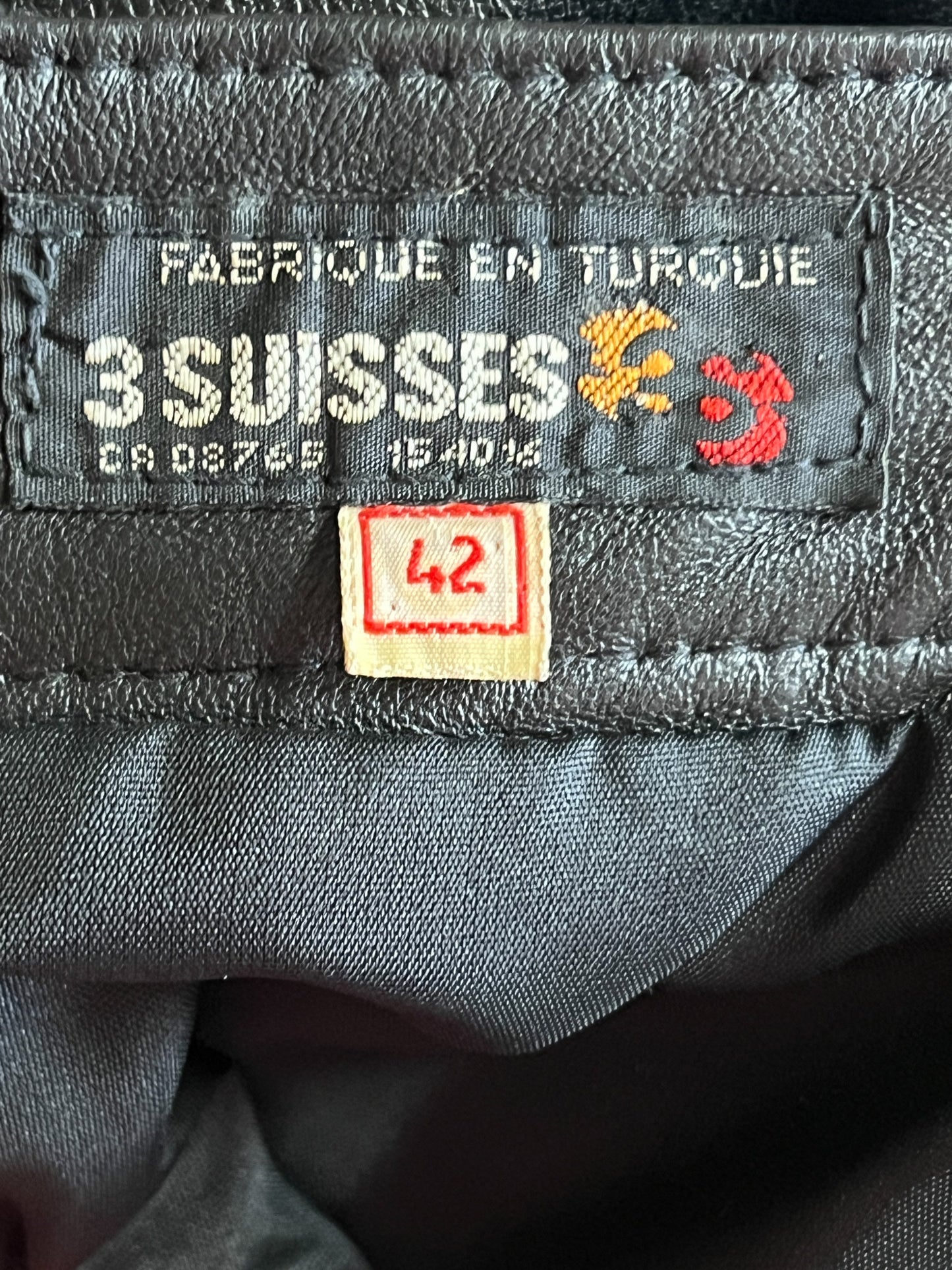 Jupe Crayon Vintage en Cuir Noir - Empiècements Structurants & Poches - T. S/M (36/38)