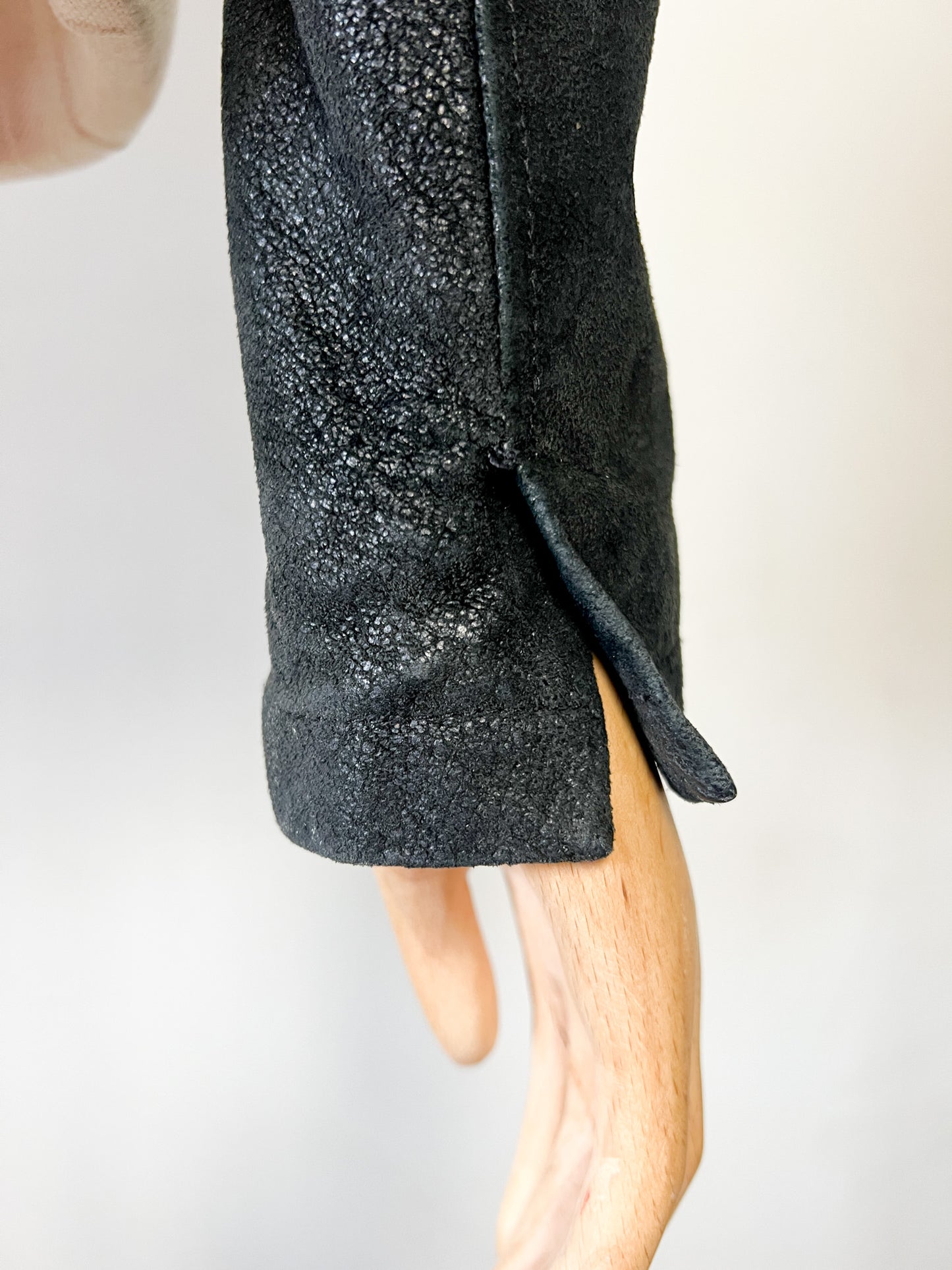 Perfecto en Cuir Véritable Noir Irisé - Coupe Cintrée & Courte - T. 40 (L)