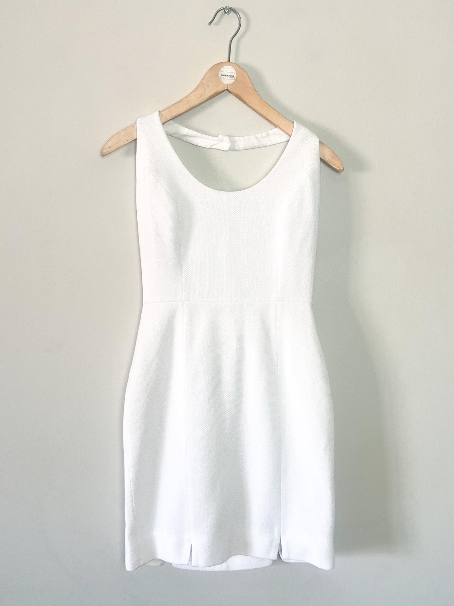 Robe Vintage Années 80/90- Dos Nu Croisé - Piqué de Coton Blanc - Cacharel Couture _T. 36