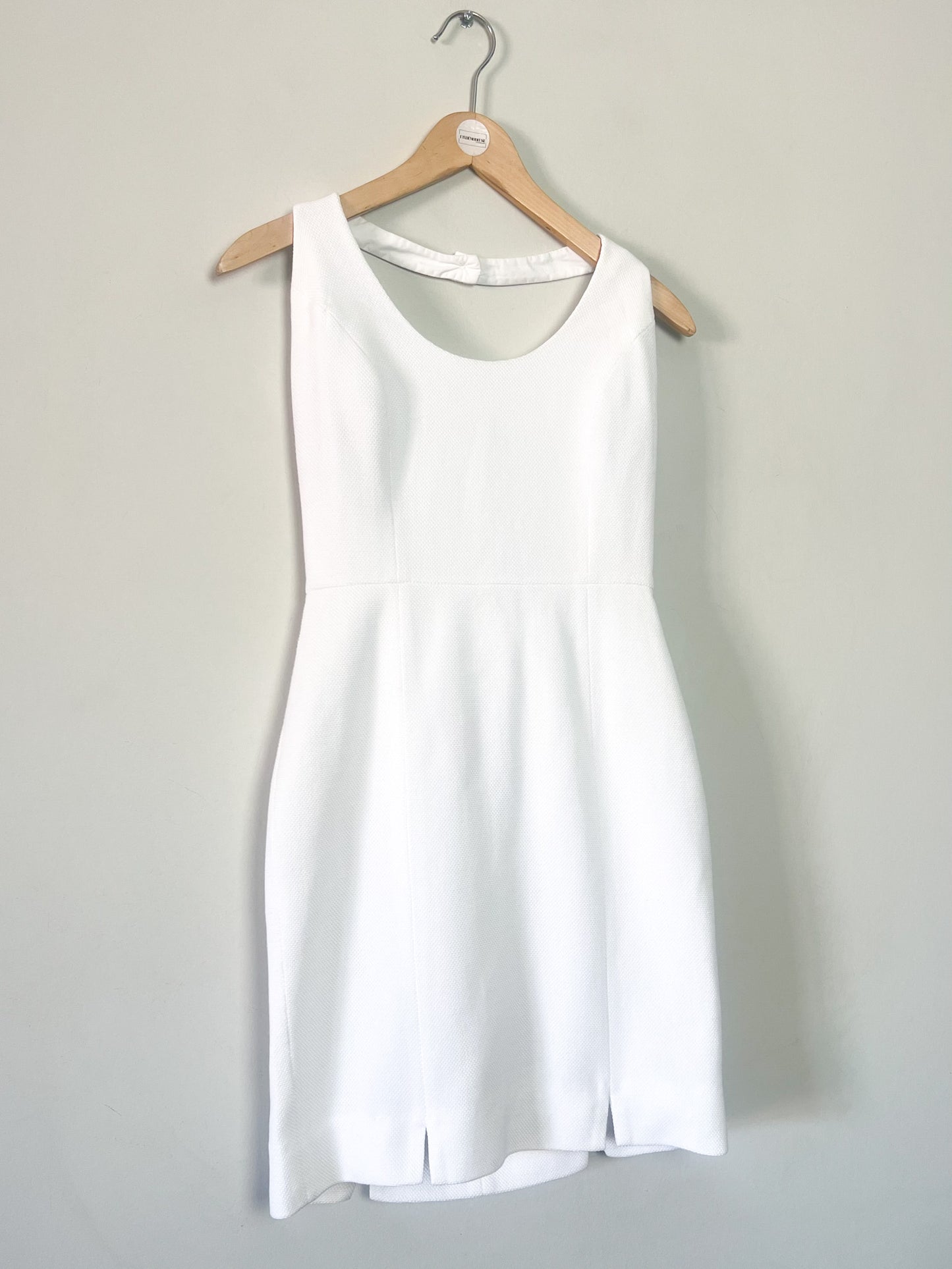Robe Vintage Années 80/90- Dos Nu Croisé - Piqué de Coton Blanc - Cacharel Couture _T. 36