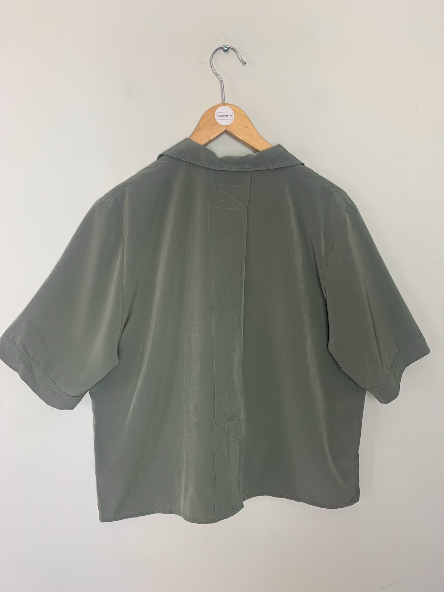 Chemisier blouse femme manches courtes kaki Gérard Pasquier vintage