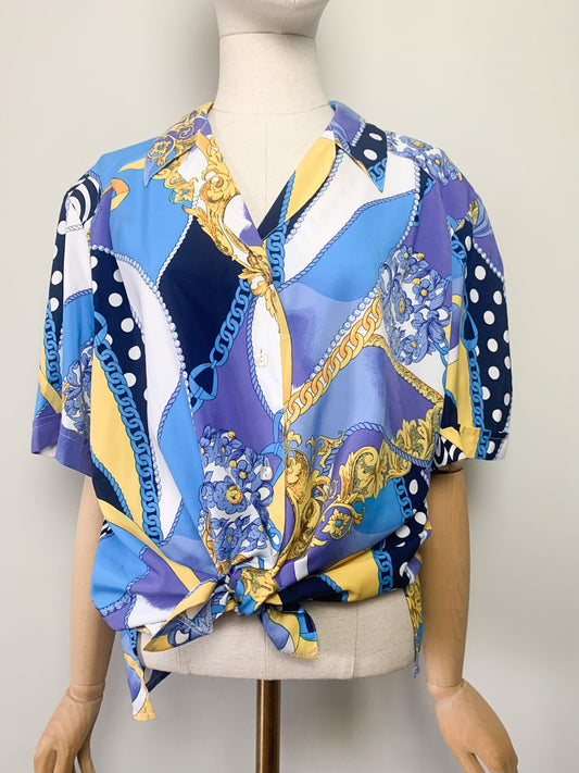 Chemisier imprimé « foulard » vintage Lewinger