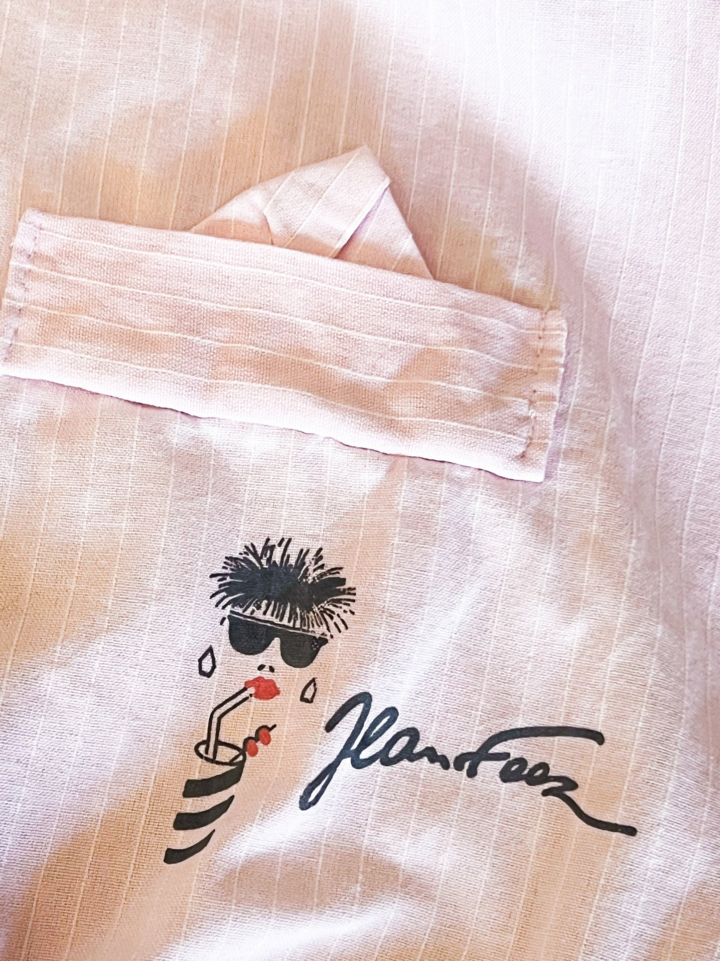 Blouse Cropped Vintage Années 80 Rose à Rayures– Nœud Devant – Jean Feez – T36 à 40