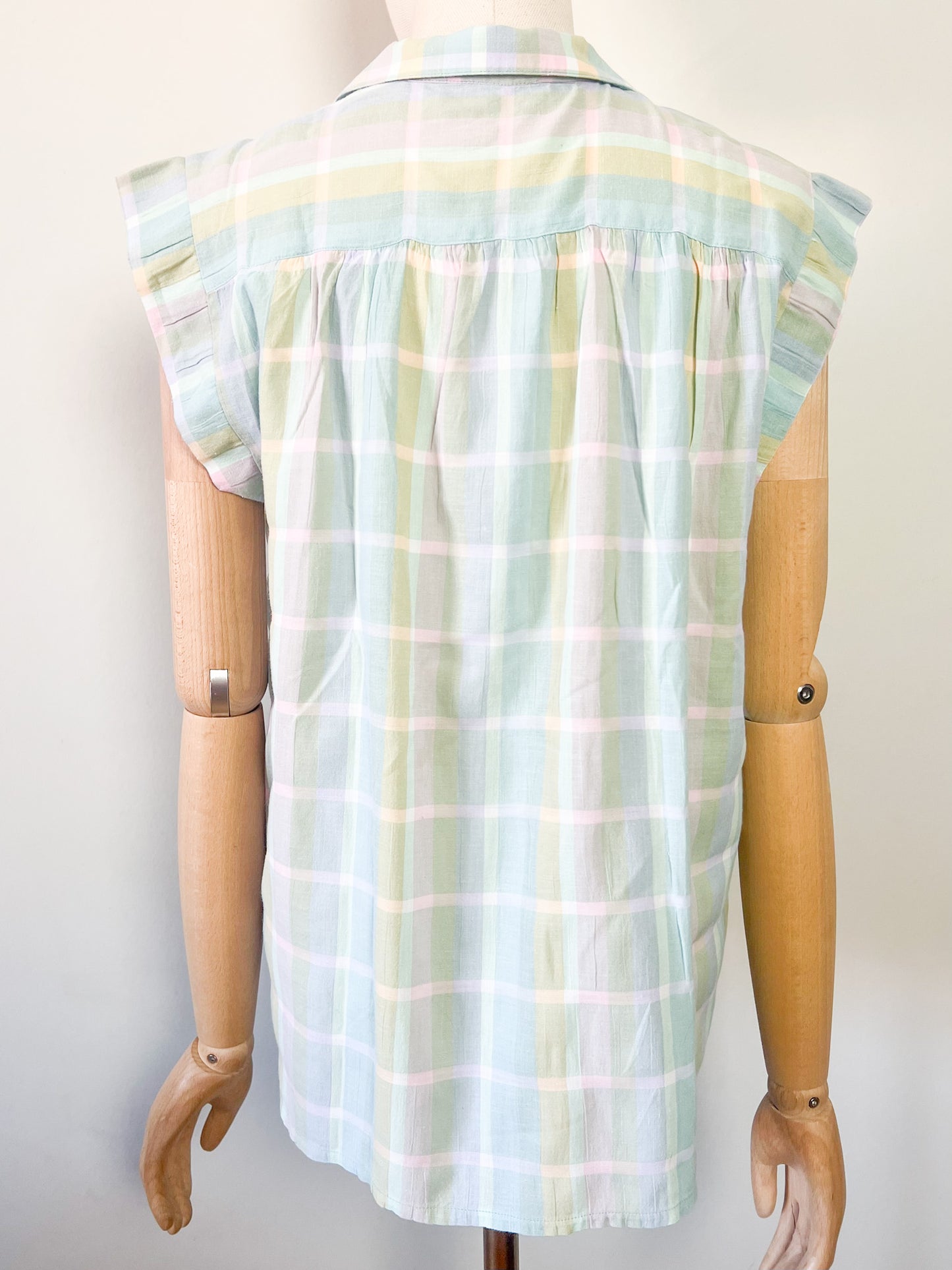 Chemise Vintage Années 80 Pastel – Carreaux & Rayures – Yves Daincourt Paris – Taille 40