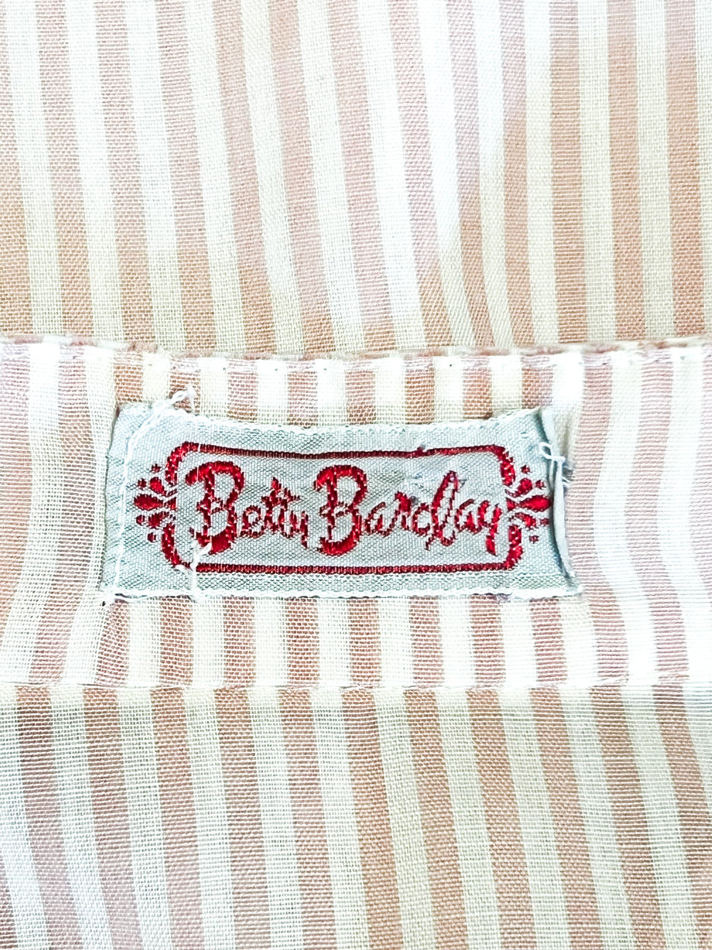 Chemise Manches courtes Vintage Années 80 Rayures Rose & Blanche – Col Montant – Betty Barclay – Taille 38/40