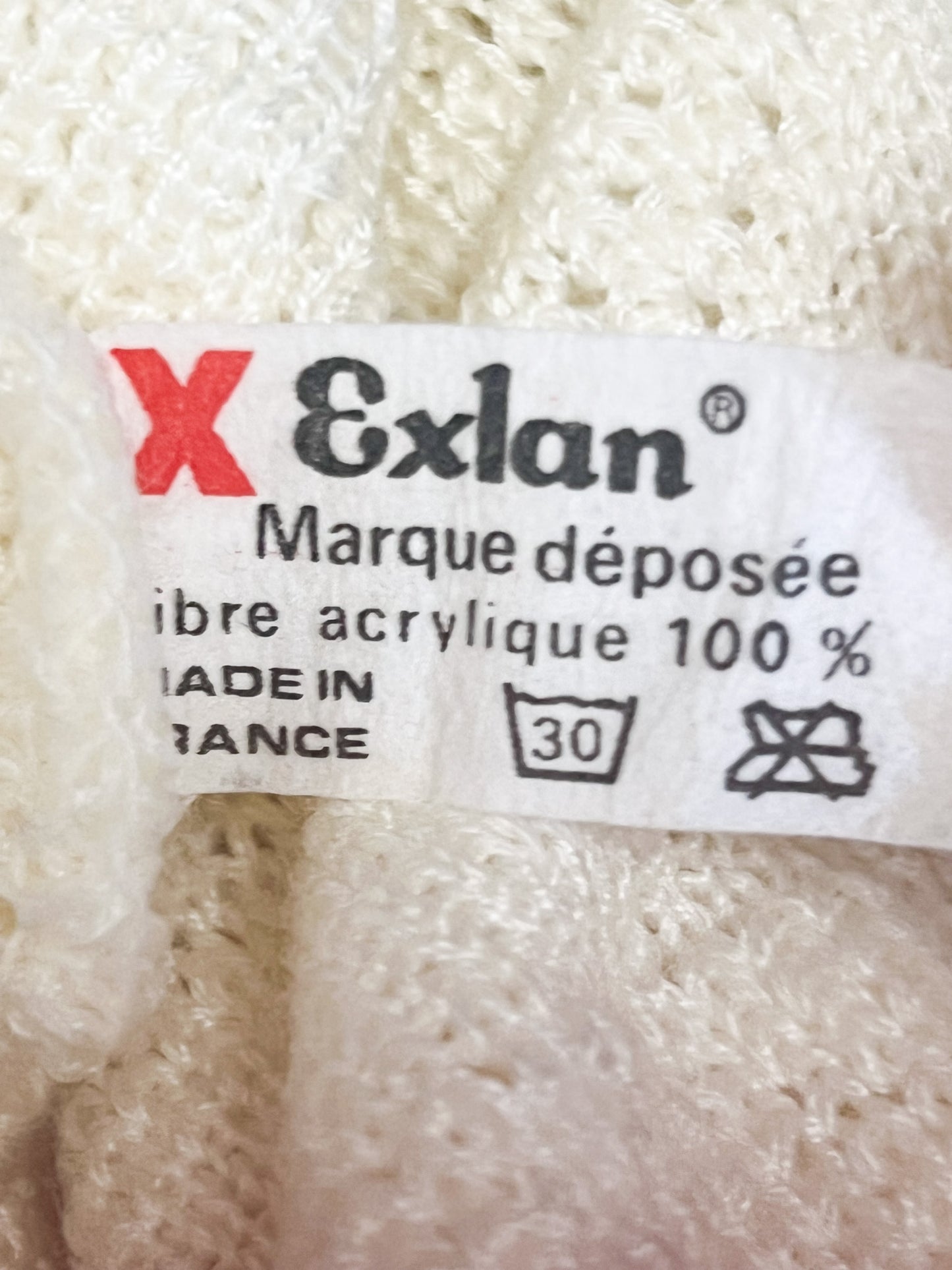 Top Maille Manches Courtes Vintage Années 80 – Blanc Crème –Coupe Boxy – Made in France – Taille 40/42