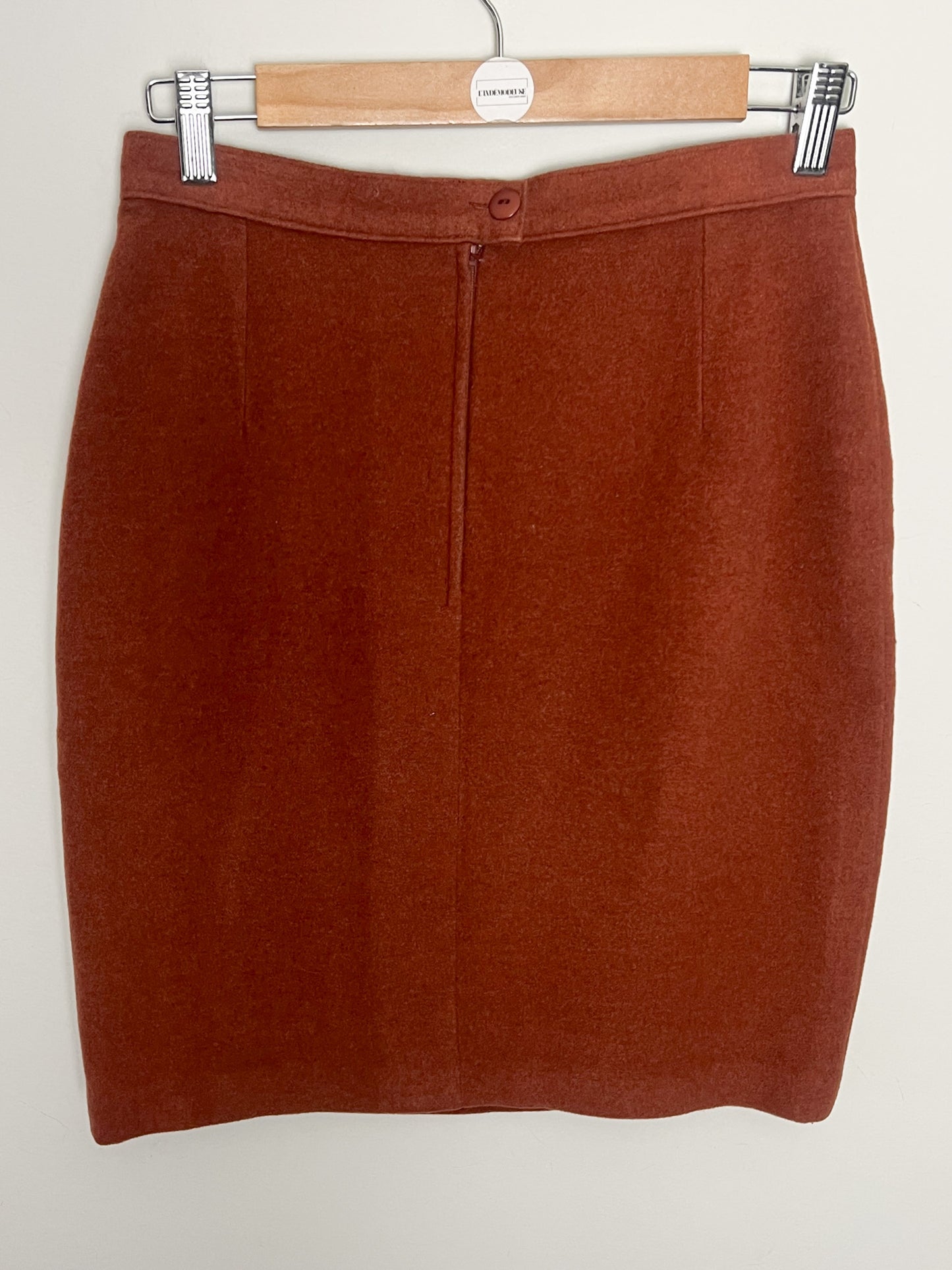 Jupe Droite Vintage Laine & Cachemire T. 36/38 (S/M) - Marron Noisette