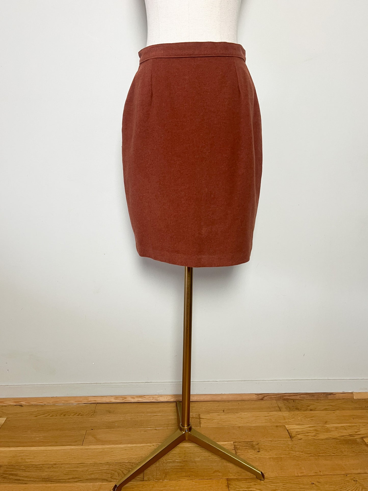 Jupe Droite Vintage Laine & Cachemire T. 36/38 (S/M) - Marron Noisette