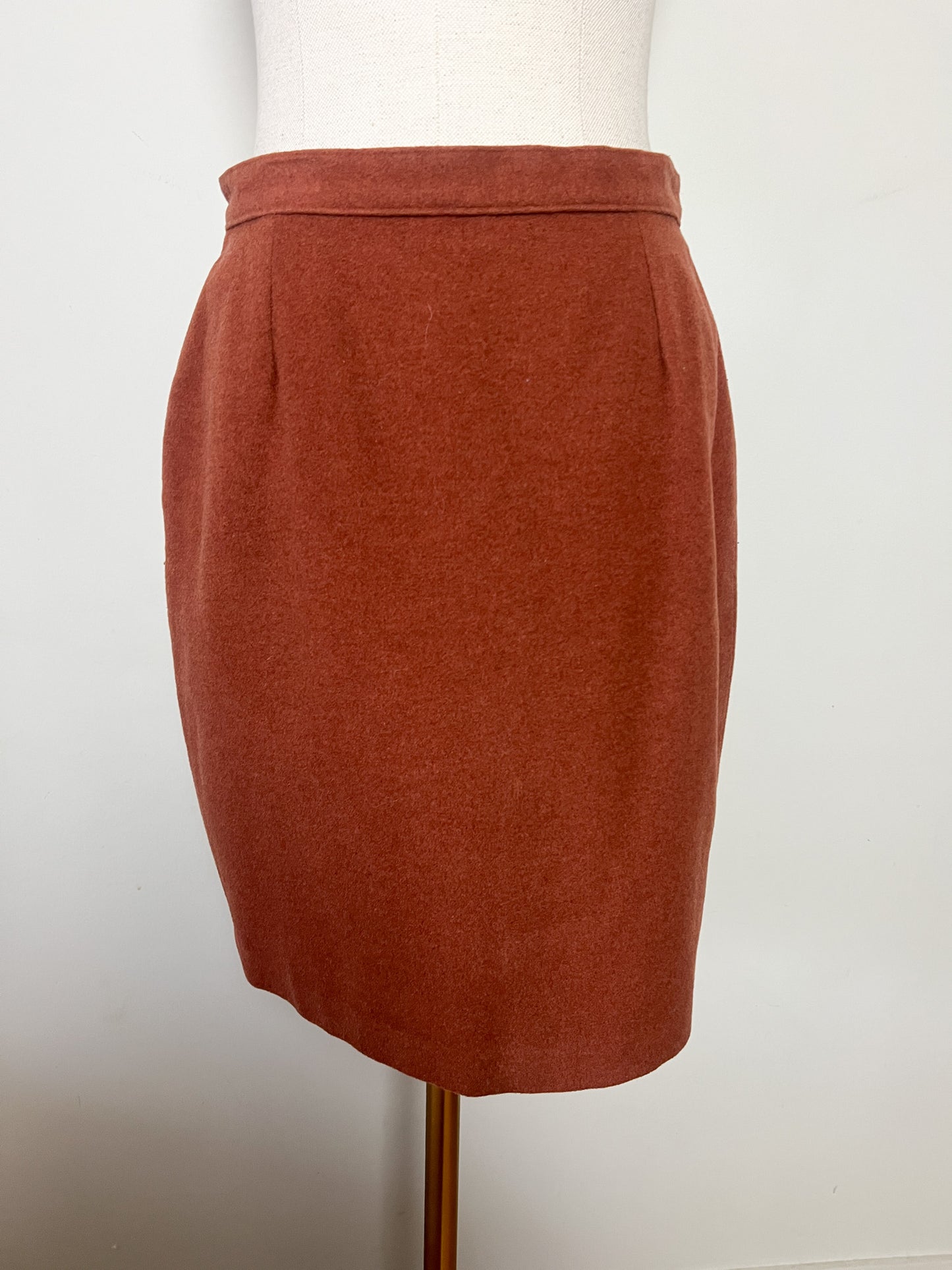 Jupe Droite Vintage Laine & Cachemire T. 36/38 (S/M) - Marron Noisette