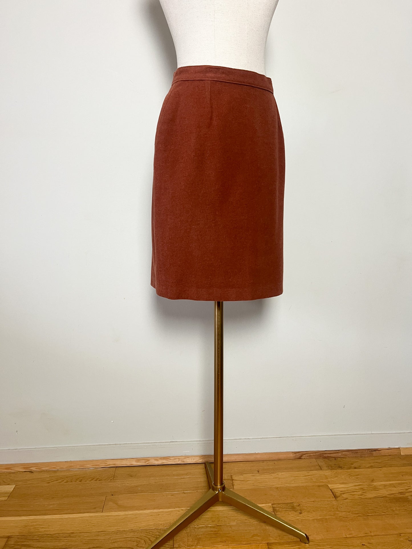 Jupe Droite Vintage Laine & Cachemire T. 36/38 (S/M) - Marron Noisette