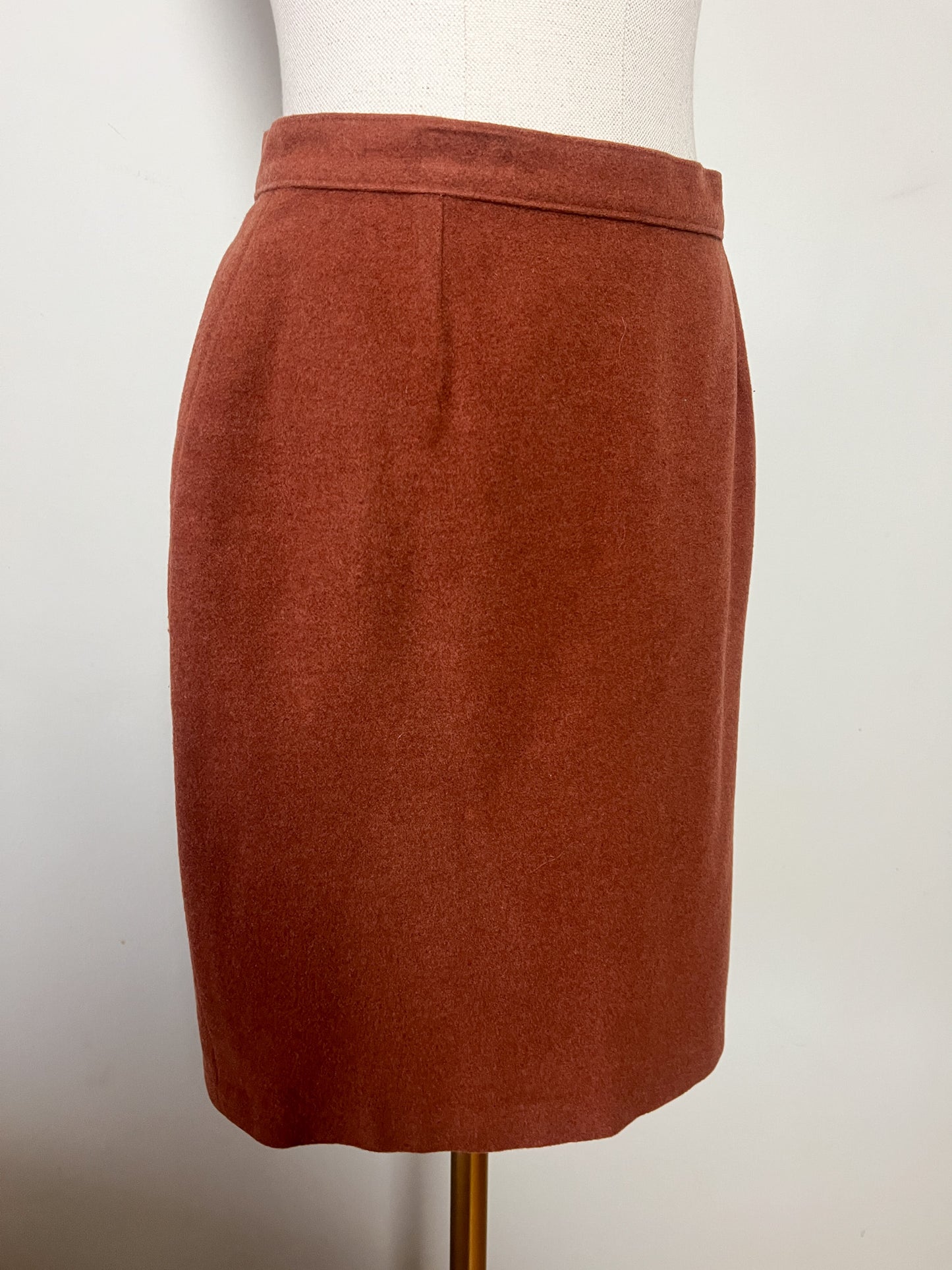 Jupe Droite Vintage Laine & Cachemire T. 36/38 (S/M) - Marron Noisette