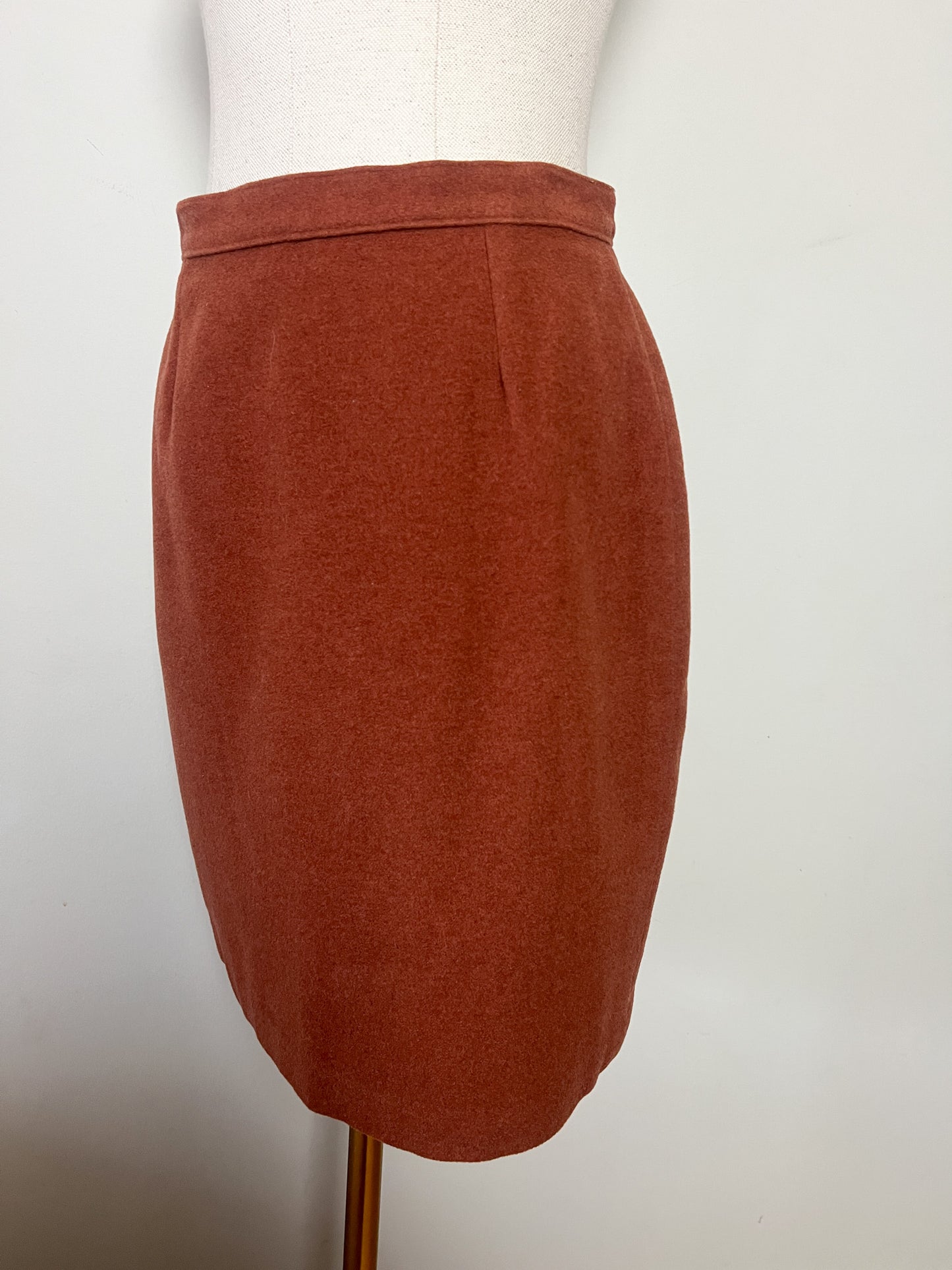 Jupe Droite Vintage Laine & Cachemire T. 36/38 (S/M) - Marron Noisette