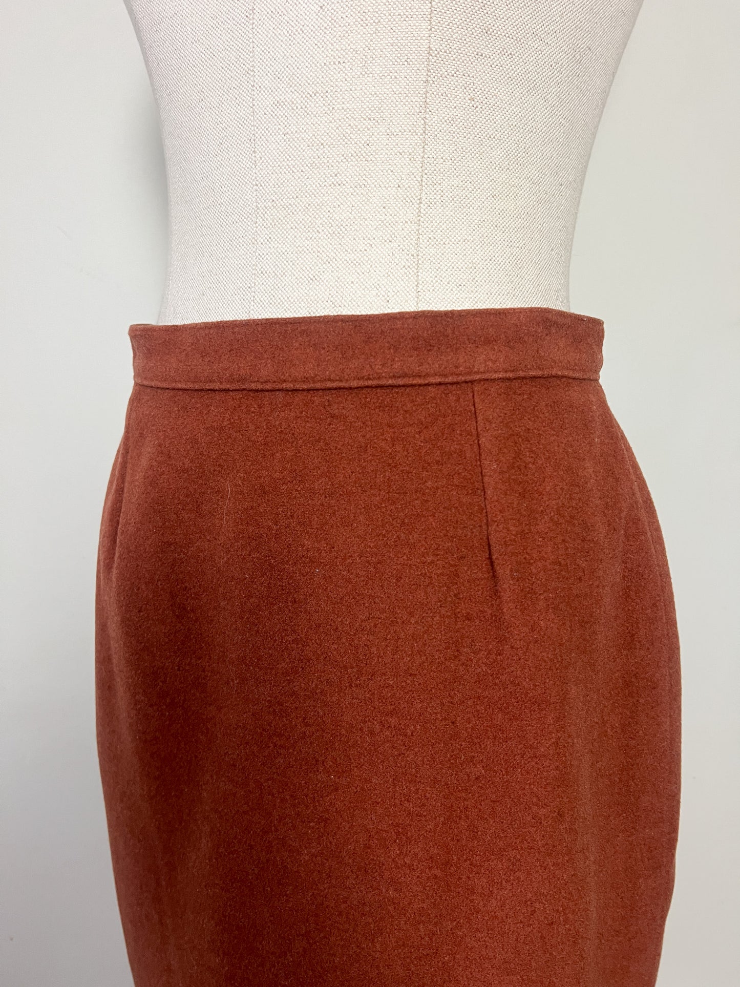 Jupe Droite Vintage Laine & Cachemire T. 36/38 (S/M) - Marron Noisette